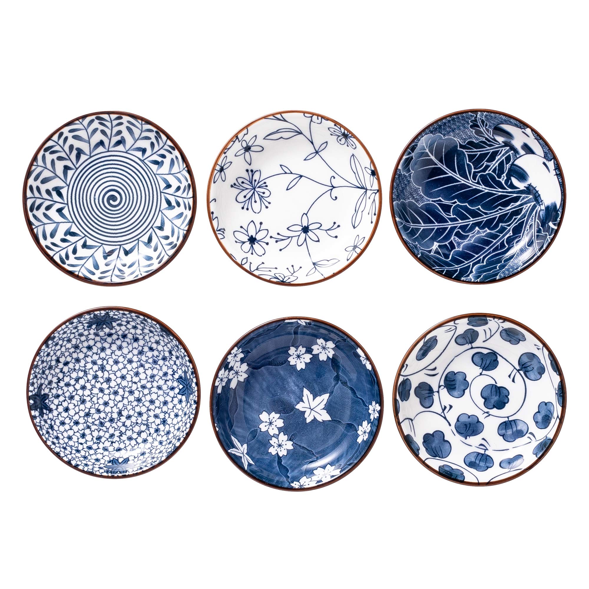 Swuut Japanese Style Ceramic Dipping Bowls,Side Soy Sauce Dishes For Sushi,Sauce,Snack,Dip,3 Oz Small Blue And White Pinch Bowl