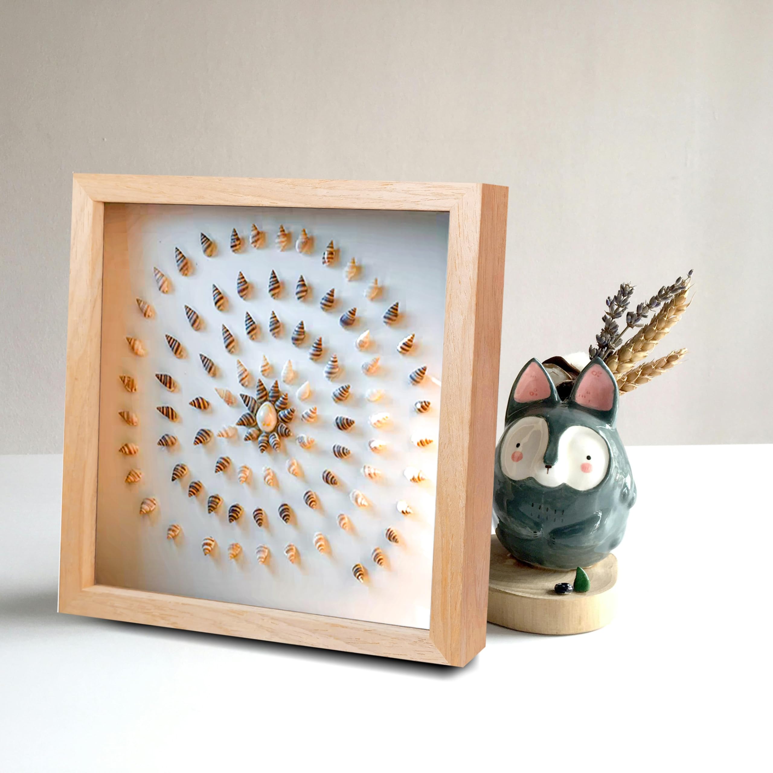 Dohomi 8x8 Shadow Box Frame Natural Wood Shadow Box Display Case 3 Pack Picture Frames Glass Surface Internal Depth 0.6 inch for