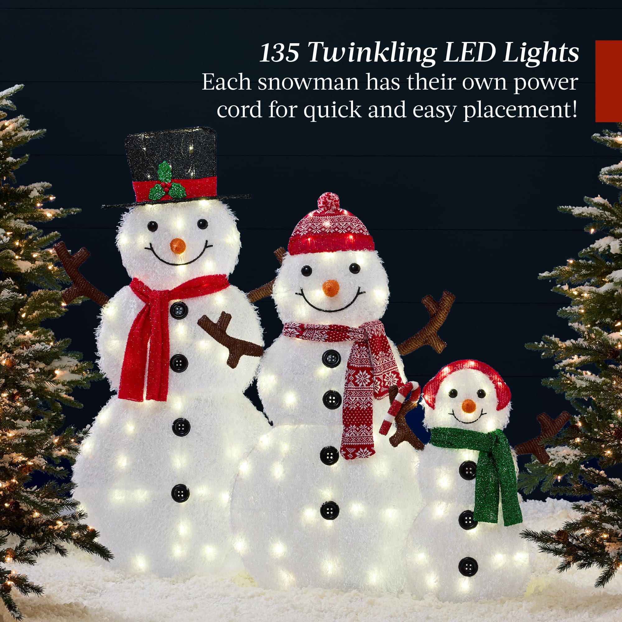 Best Choice Products 4ft 3-Piece 2D Lighted Christmas Snowman Family Set, Large Outdoor Yard Decor Holiday Decoration w/ 135 Twi