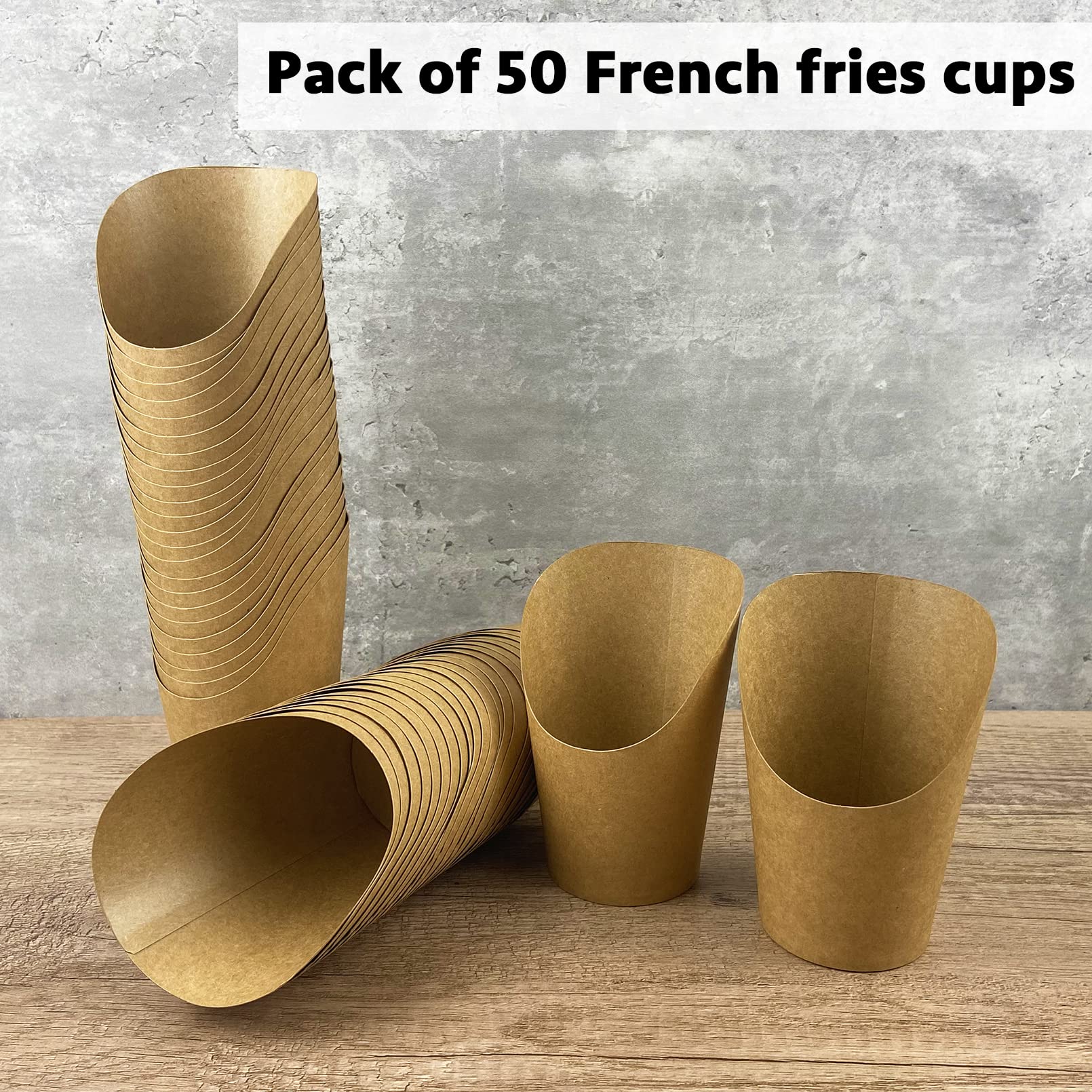 Camkyde 50 Pcs French Fries Holder, 12Oz Disposable Paper French Fry Cups Charcuterie Cups For All Occasions (12Oz)