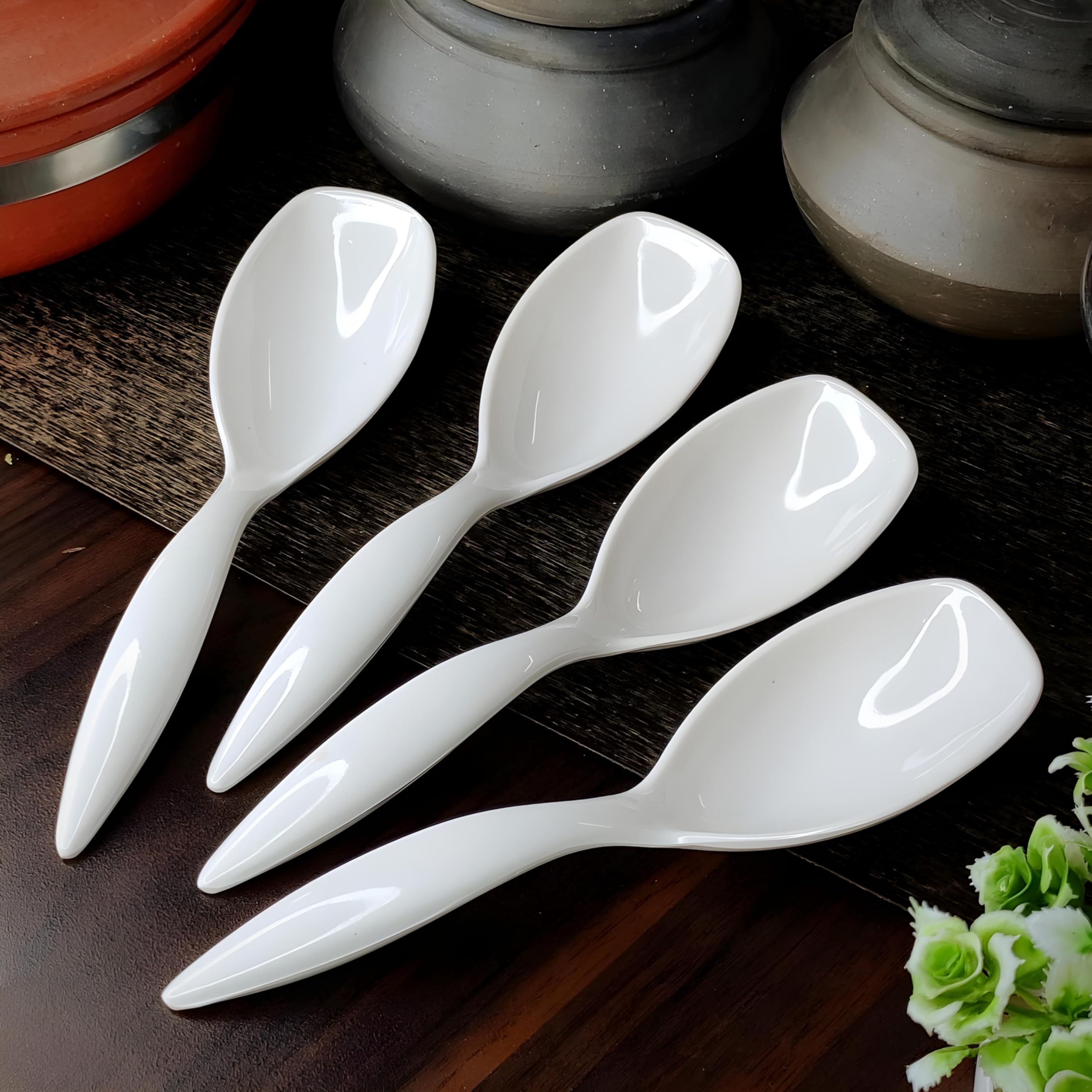 Vemlons Serving Spoon Long Handled Serving Spoon Melamine Tableware (Serving Spoon Set Of 4 Piece) - 25 Cm