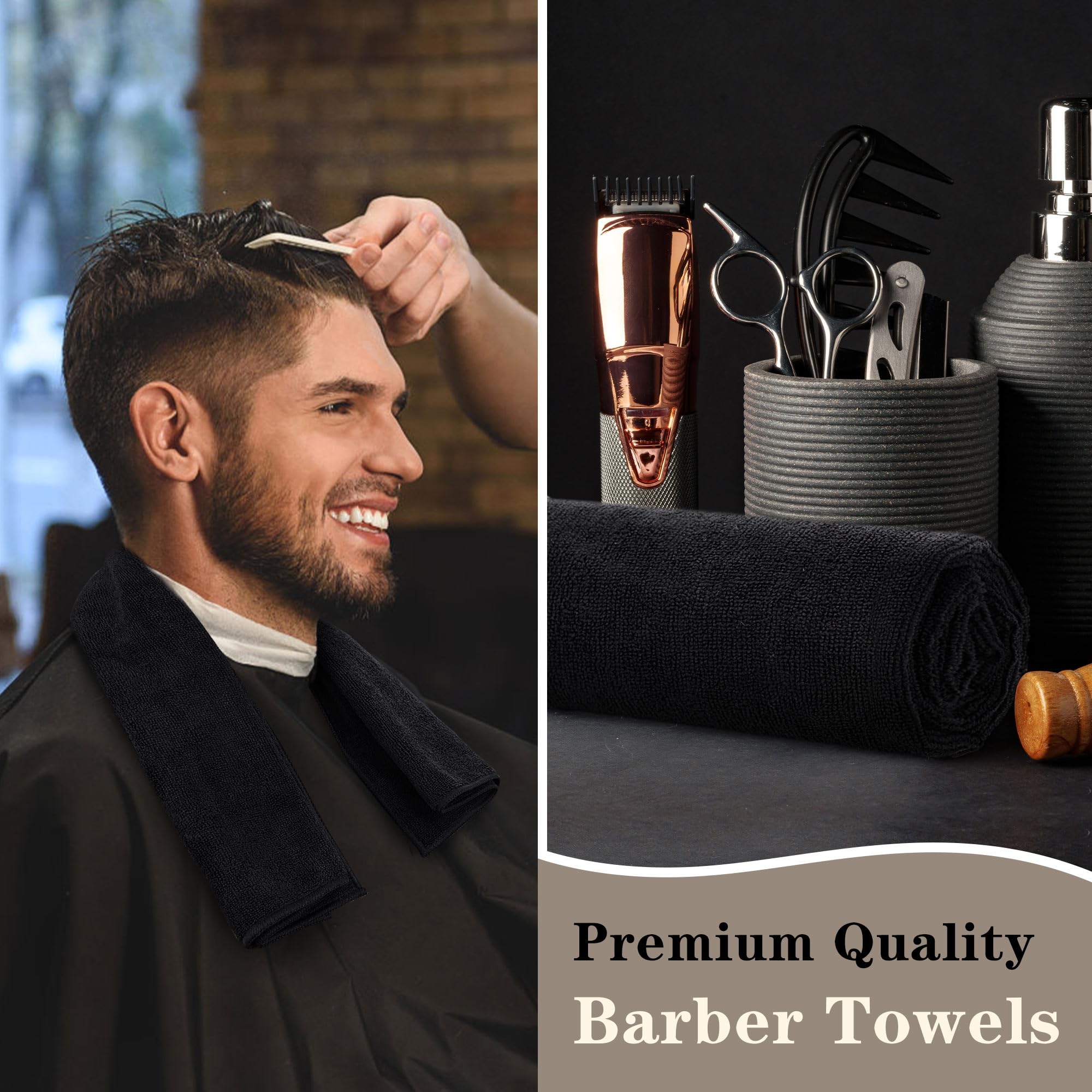 FIXSMITH Salon Towels 12 Pack, Black Hand Towels for Bathroom, Quick Dry Gym Towels, Spa Face Towel, Absorbent Microfiber Towels