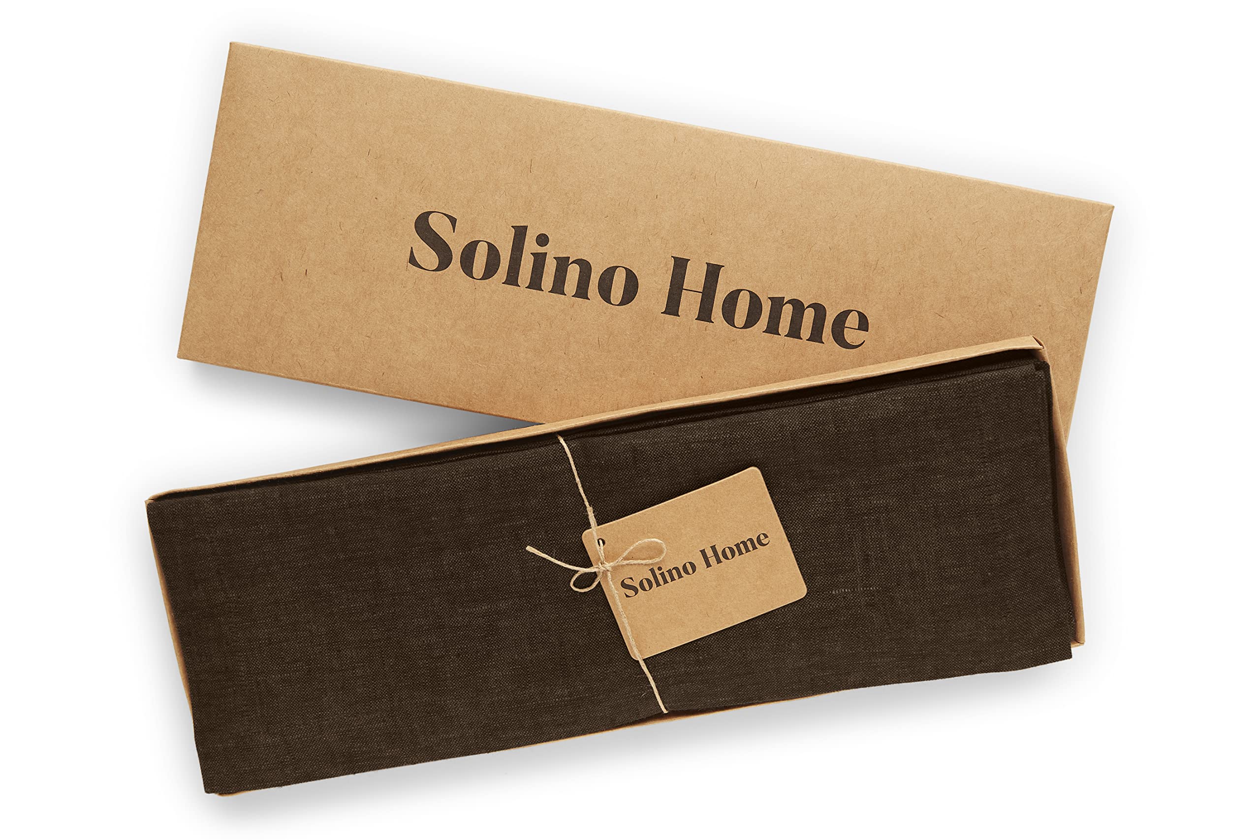 Solino Home Linen Placemats 19'' L X 14'' W Inch - 100% Pure Linen Chambray Brown Cloth Placemats Set Of 4 - Athena, Washable Fa
