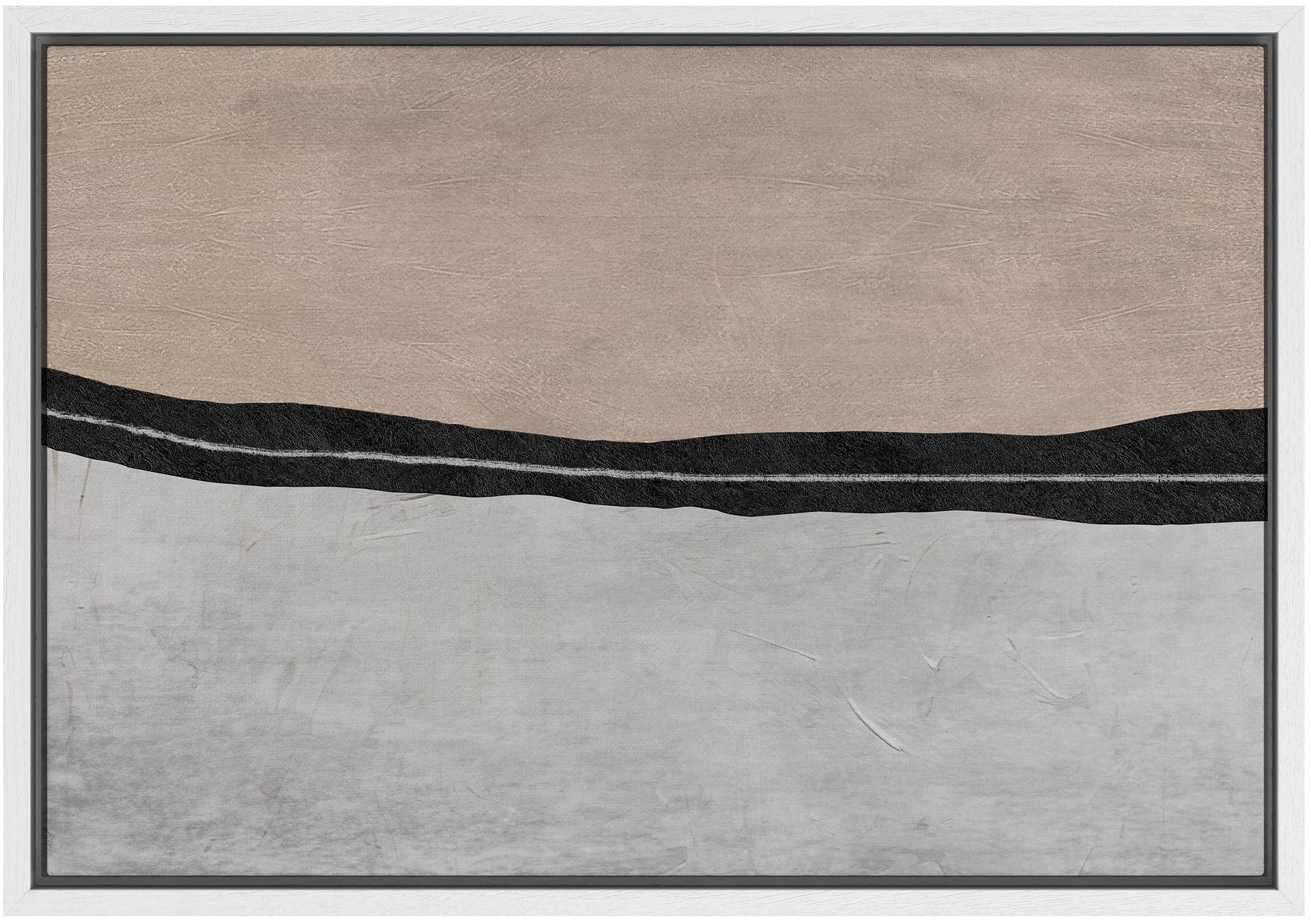 Signwin Framed Canvas Print Wall Art Brown Black Gray Grunge Color Field Abstract Shapes Illustrations Modern Art Decorative Con