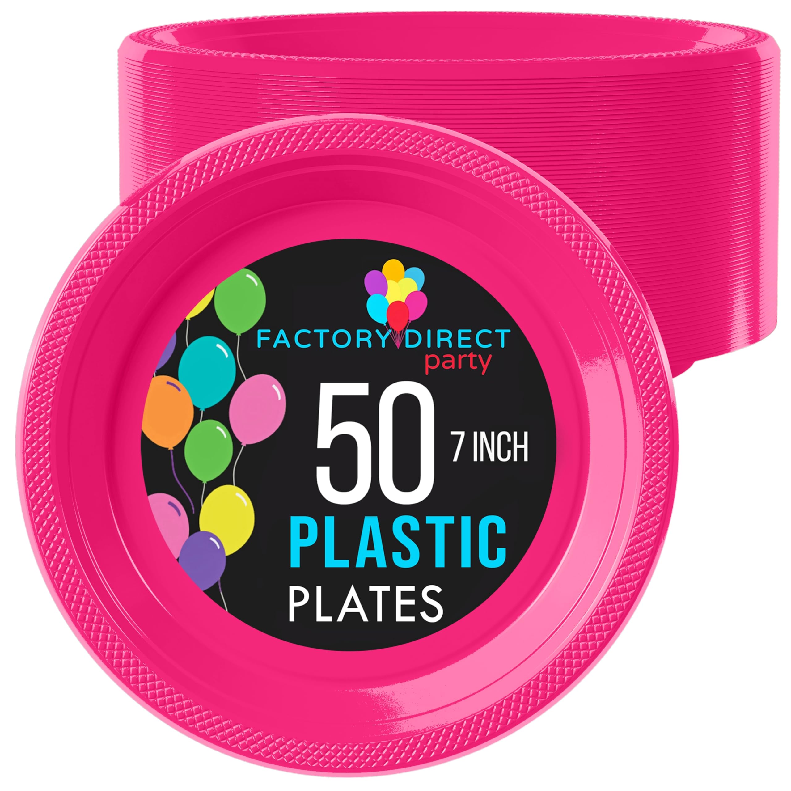 7 Cerise Plastic Plates (50)