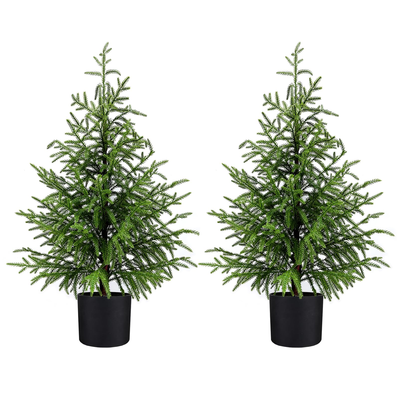 ENVEN Norfolk Pine Christmas Tree Realistic Faux Greenery for Tabletop Mantel Entryway Holiday or Year Round Home Decor (3FT-2Pa