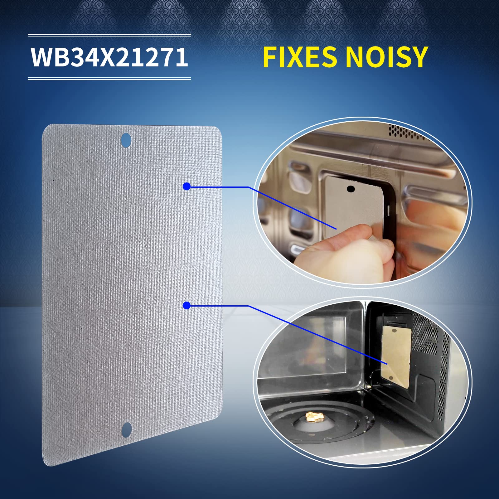 1 Pcs Vsttar Wb34X21271, 3026729 Microwave Wave Guide Cover Replacement 3-3/8 X 4-1/8 Inches, Compatible With Ge General Electri