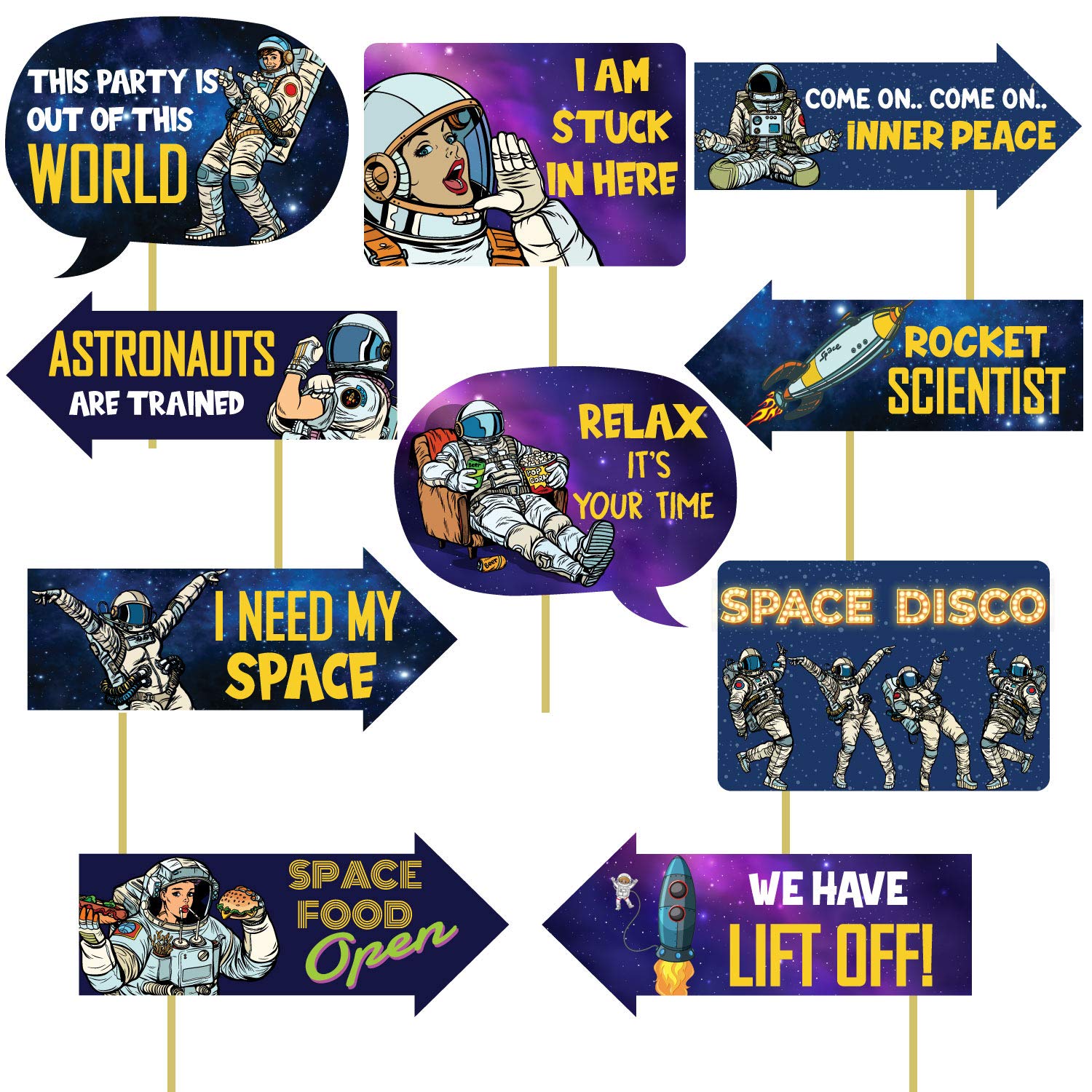 Festiko Space Photo Booth Props are Fun, Birthday Party Supplies for Adults and Kid(10 Counts)