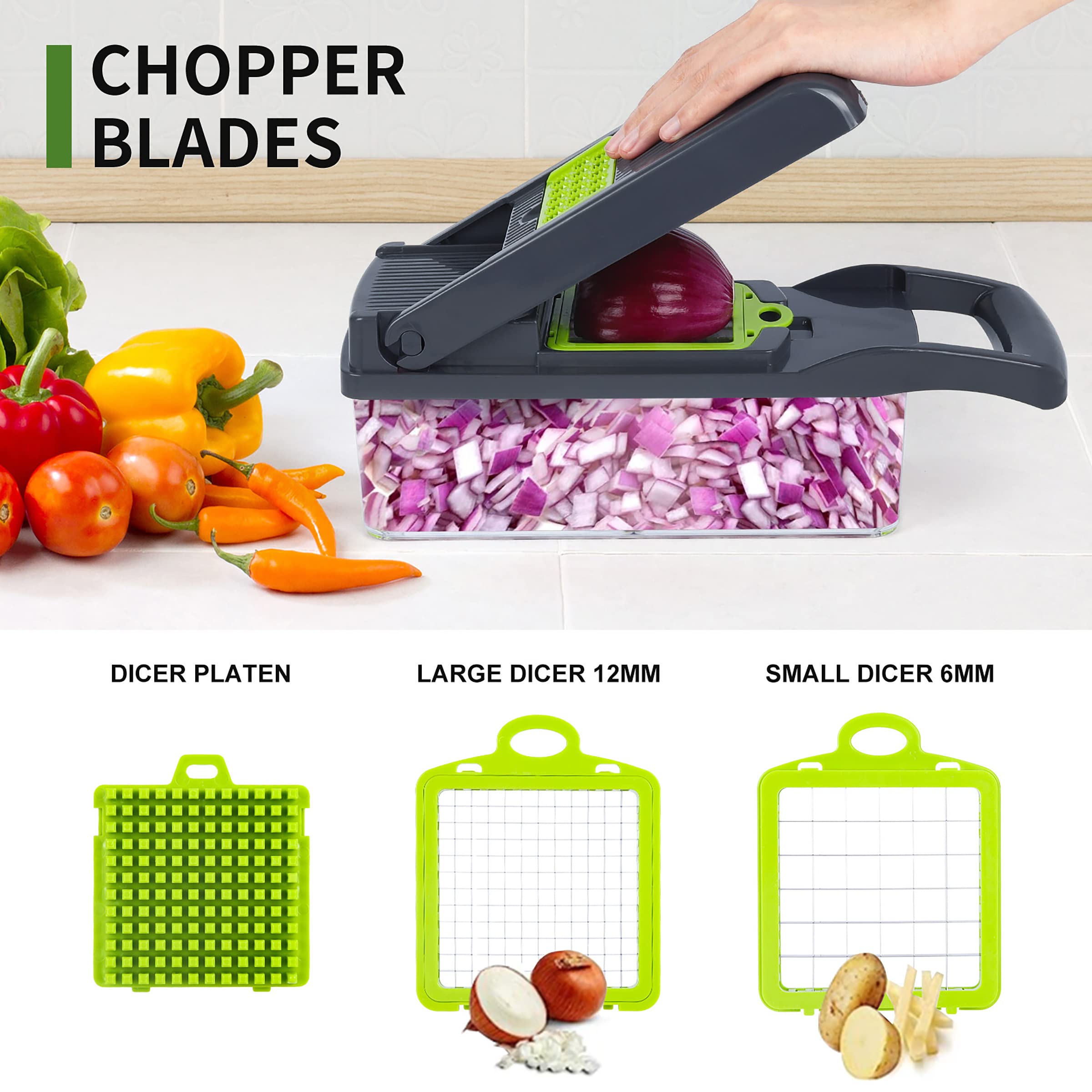 Vegetable Chopper, Onion Chopper, Mandolin Slicer,Pro 10 In 1Professional Food Choppermultifunctional Vegetable Chopper And Slic