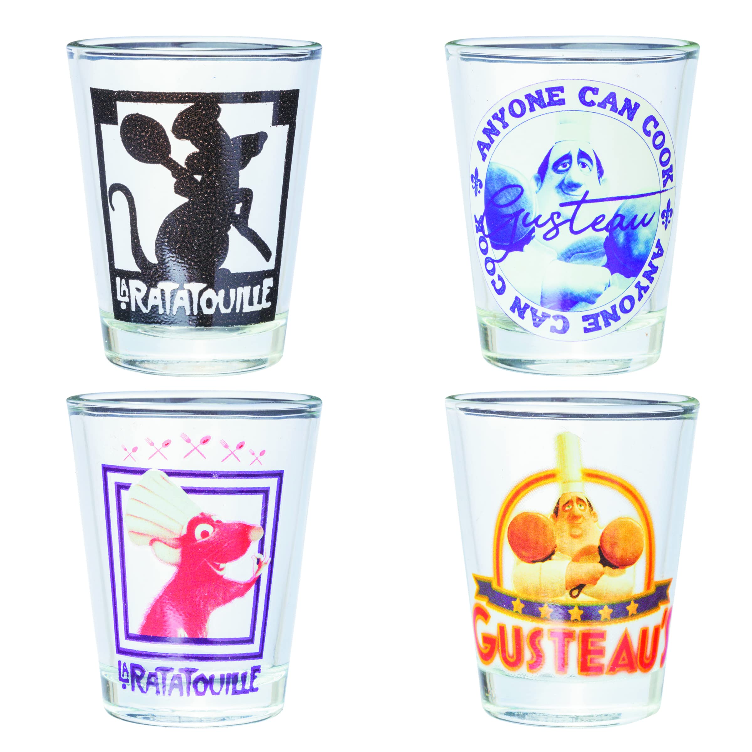 Silver Buffalo Ratatouille Icons 4-Pack Mini Glass Set, 15 Ounces