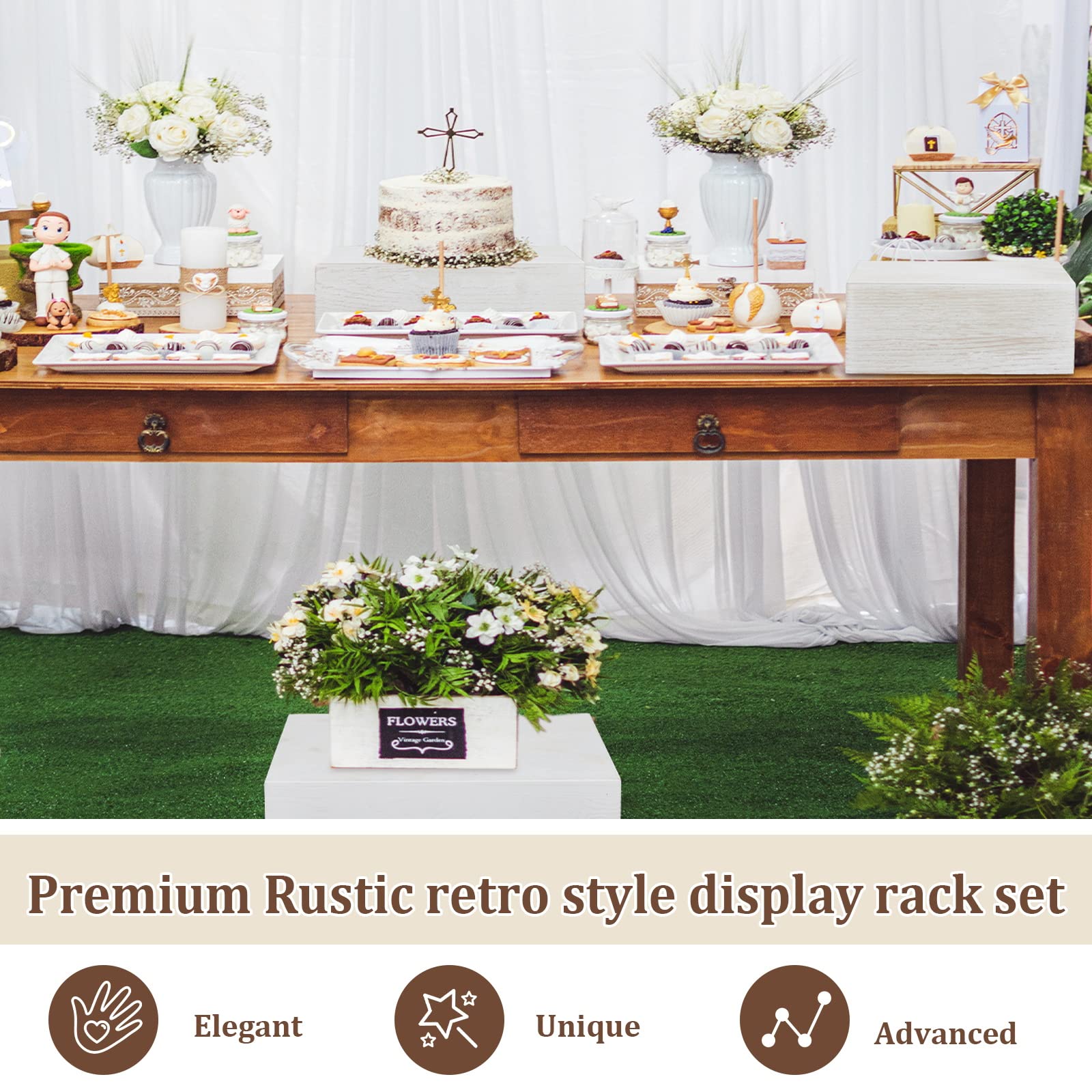 Set Of 4 Wood Display Risers Rustic Cupcake Stand Rustic Wood Cake Stands Wooden Stackable Display Box For Dessert Wedding Birth