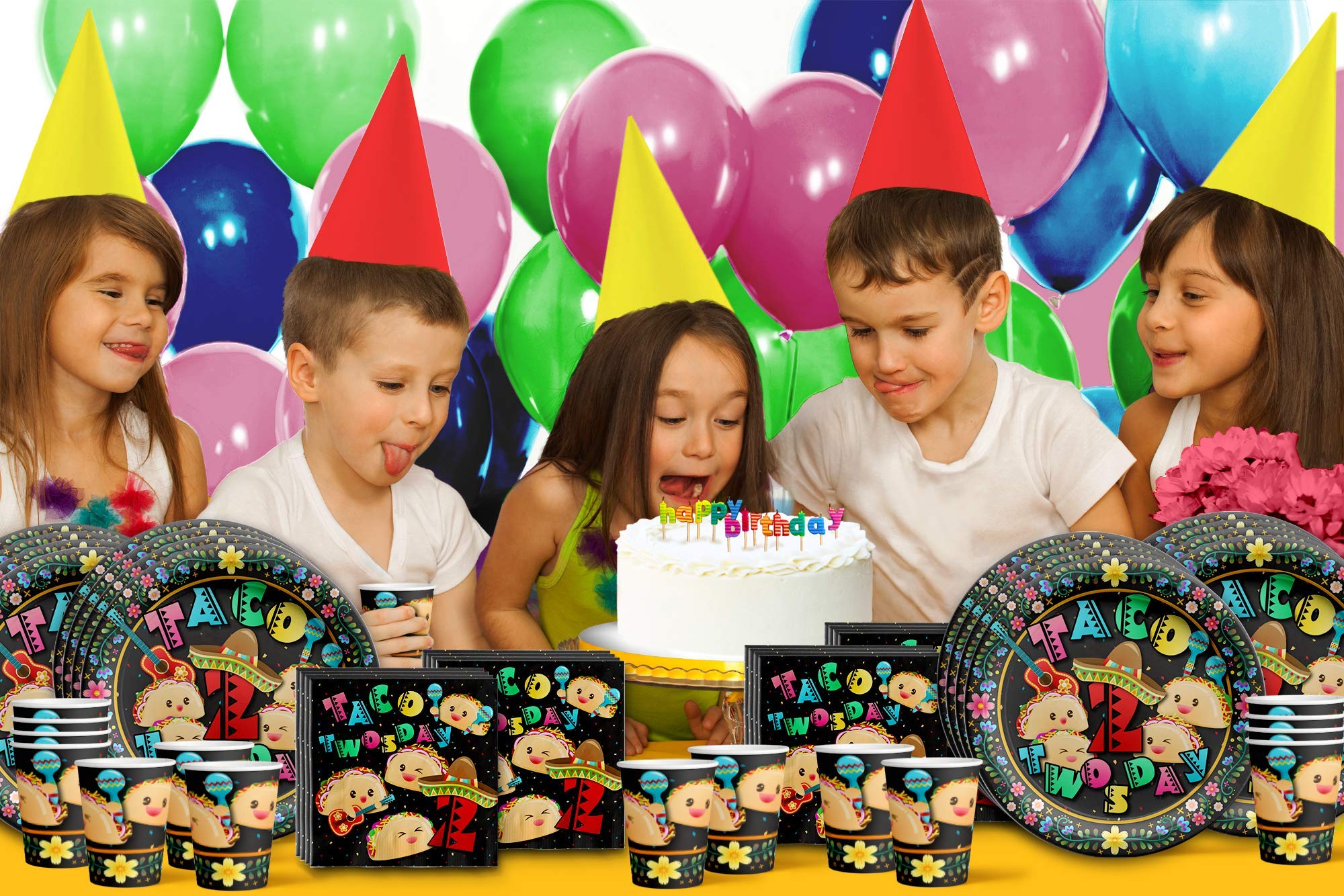 Taco Twosday 2nd Birthday Party Supplies Set Plates Napkins Cups Tableware Kit for 16