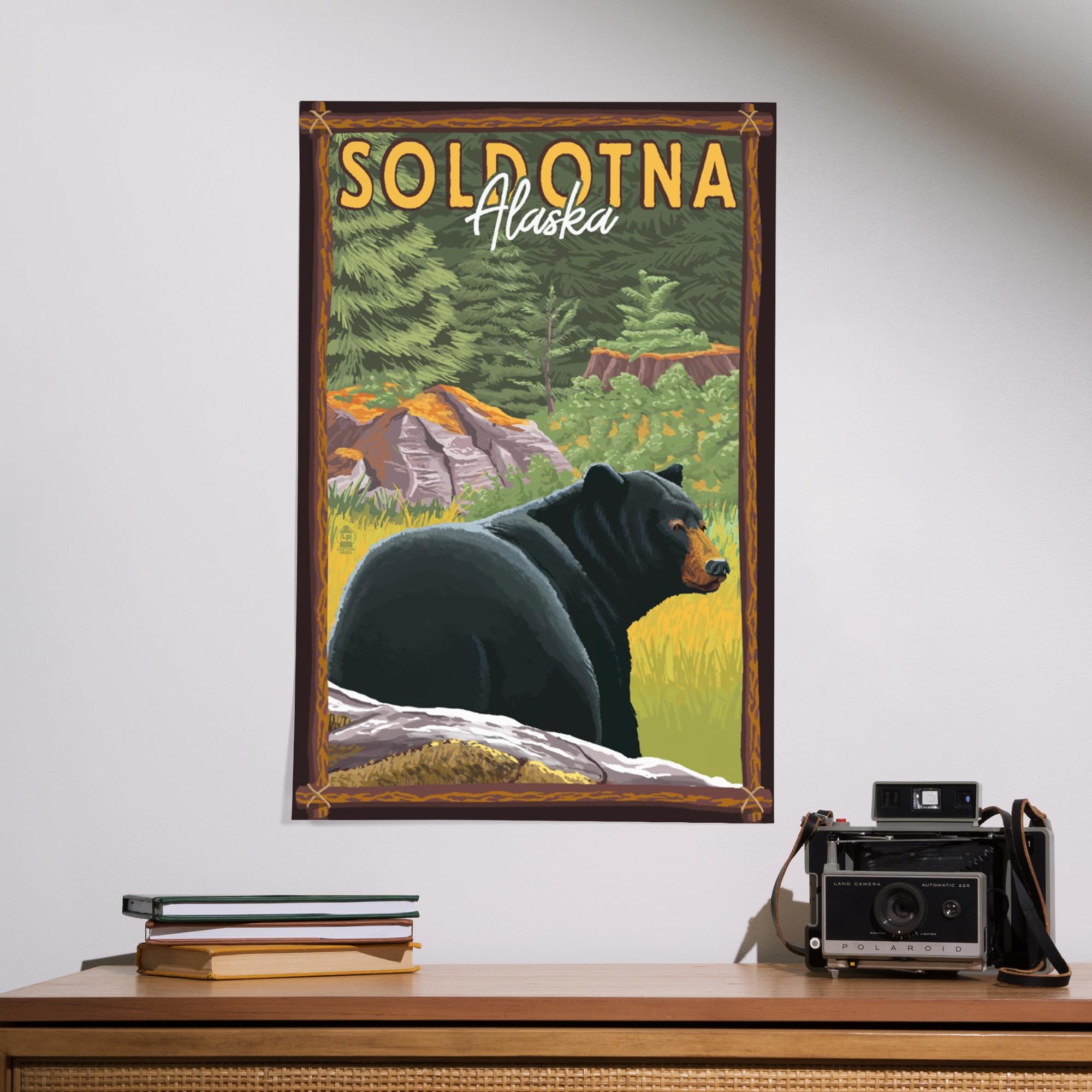 Lantern Press 16X24 Inch Giclee Art Print Wall Decor, Soldotna, Alaska, Black Bear In Forest