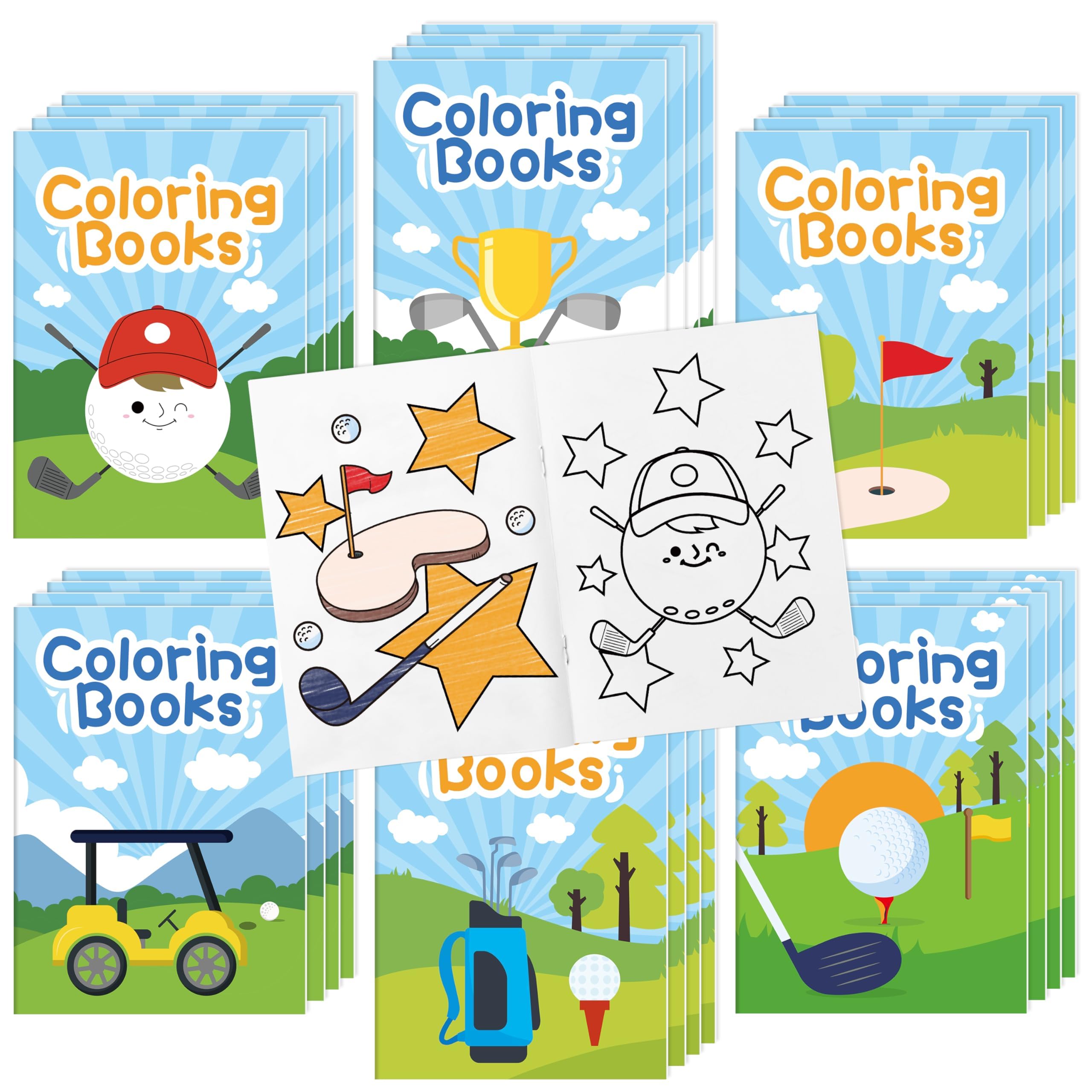 X1zuue Golf Coloring Books for Kids - 48Pcs Bulk Sports Golf Theme Mini Coloring Booklet DIY Art Drawing Book for Toddlers Holid