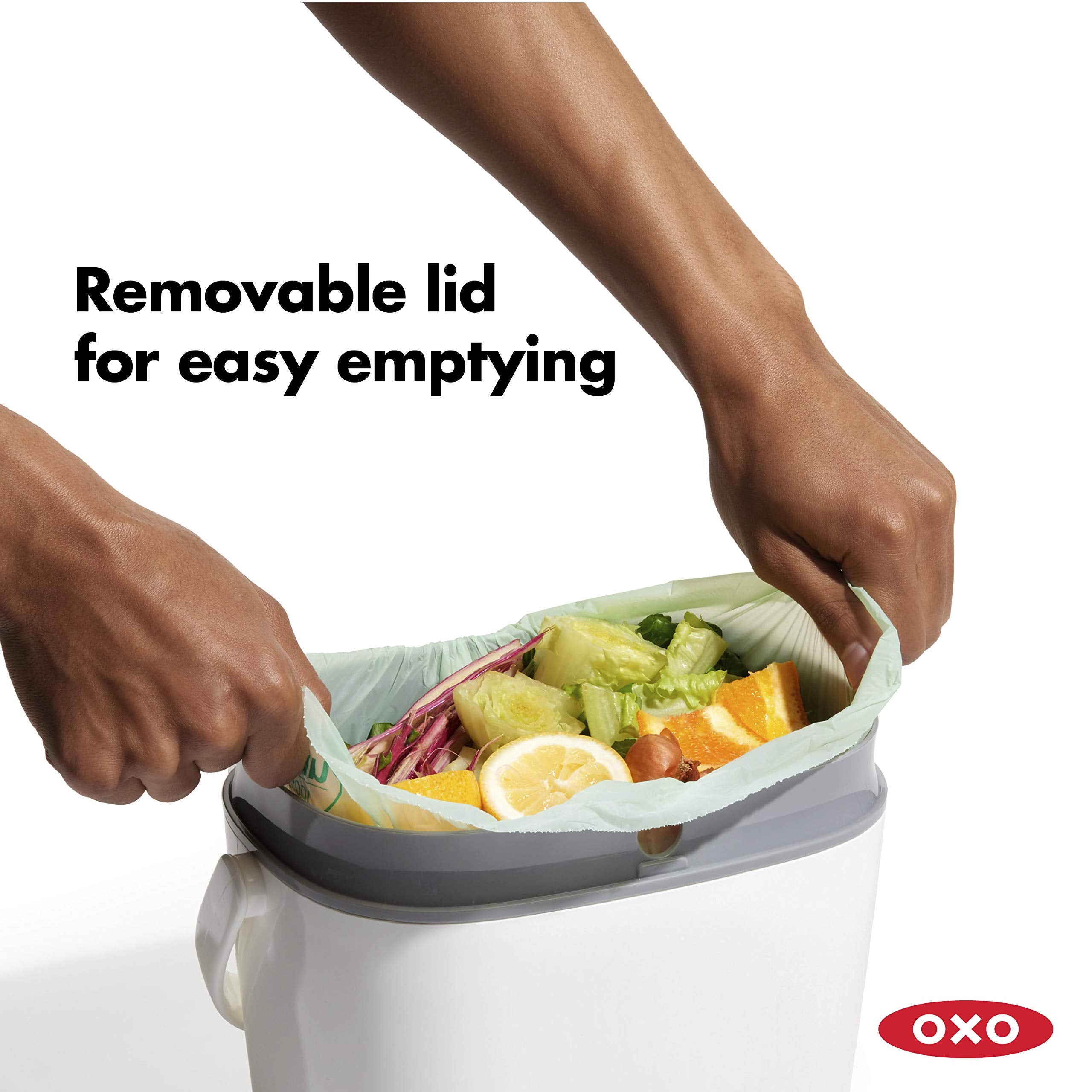 NEW OXO Good Grips Easy-Clean Compost Bin  White  1.75 GAL/6.62 L