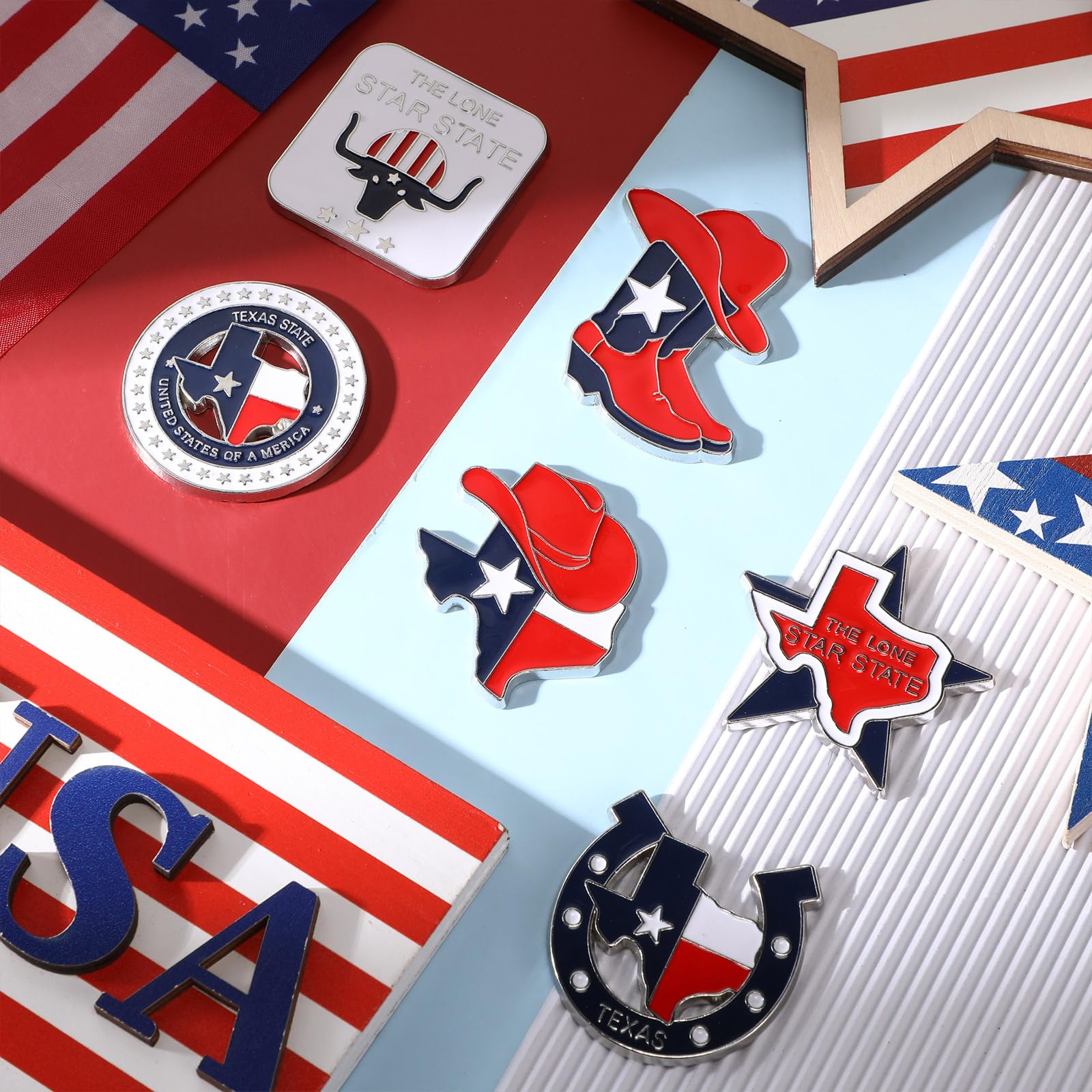 Konohan 6 Pcs Texas Magnet for Refrigerator Bulk Metal Magnet Souvenirs Gifts Magnetic Travel Collectible Decorative Souvenirs f