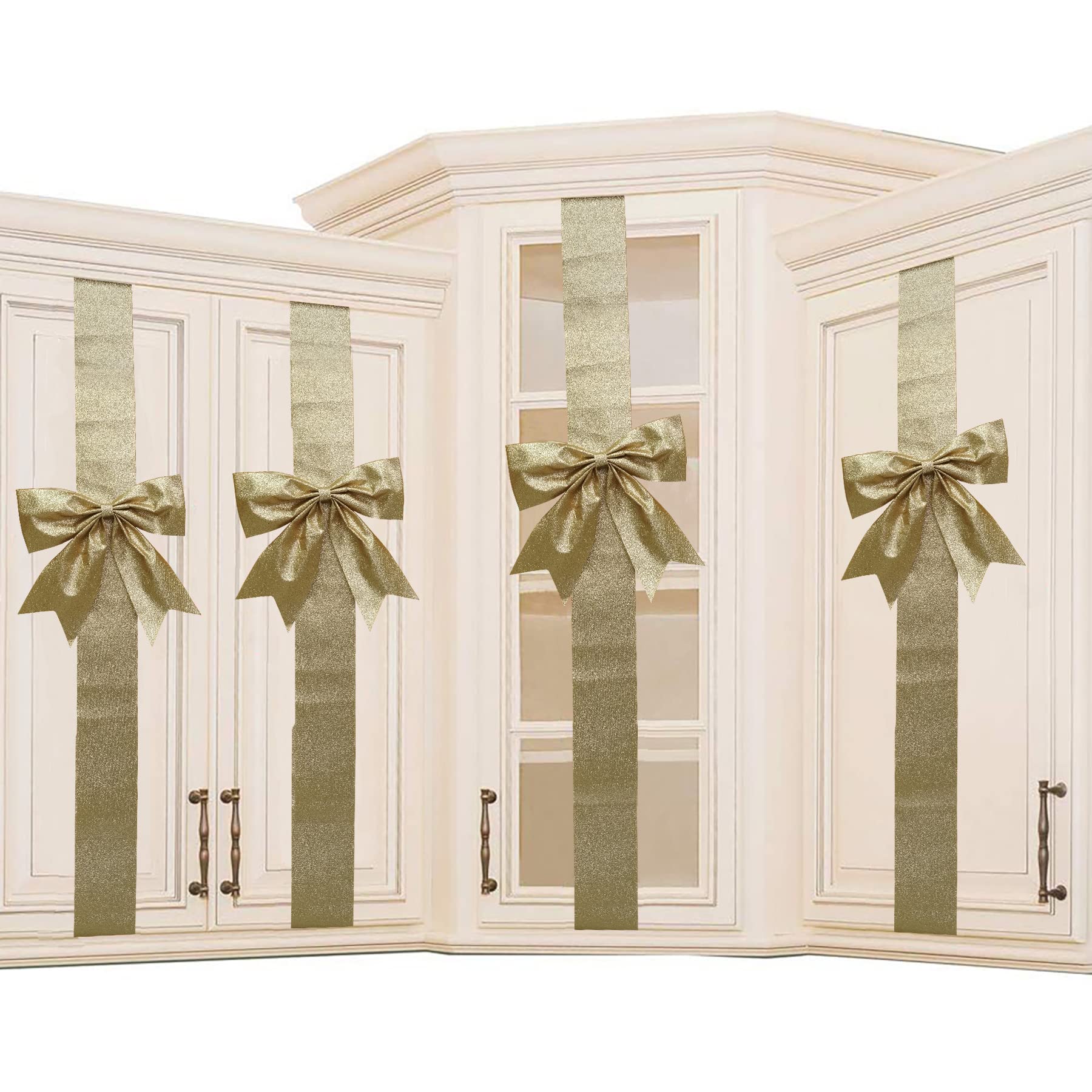 Cabinet Door Festive Ribbons and Bows Decoration Christmas Wreath Bow for Christmas Tree Fireplace Door Party Holidays Wrapping 