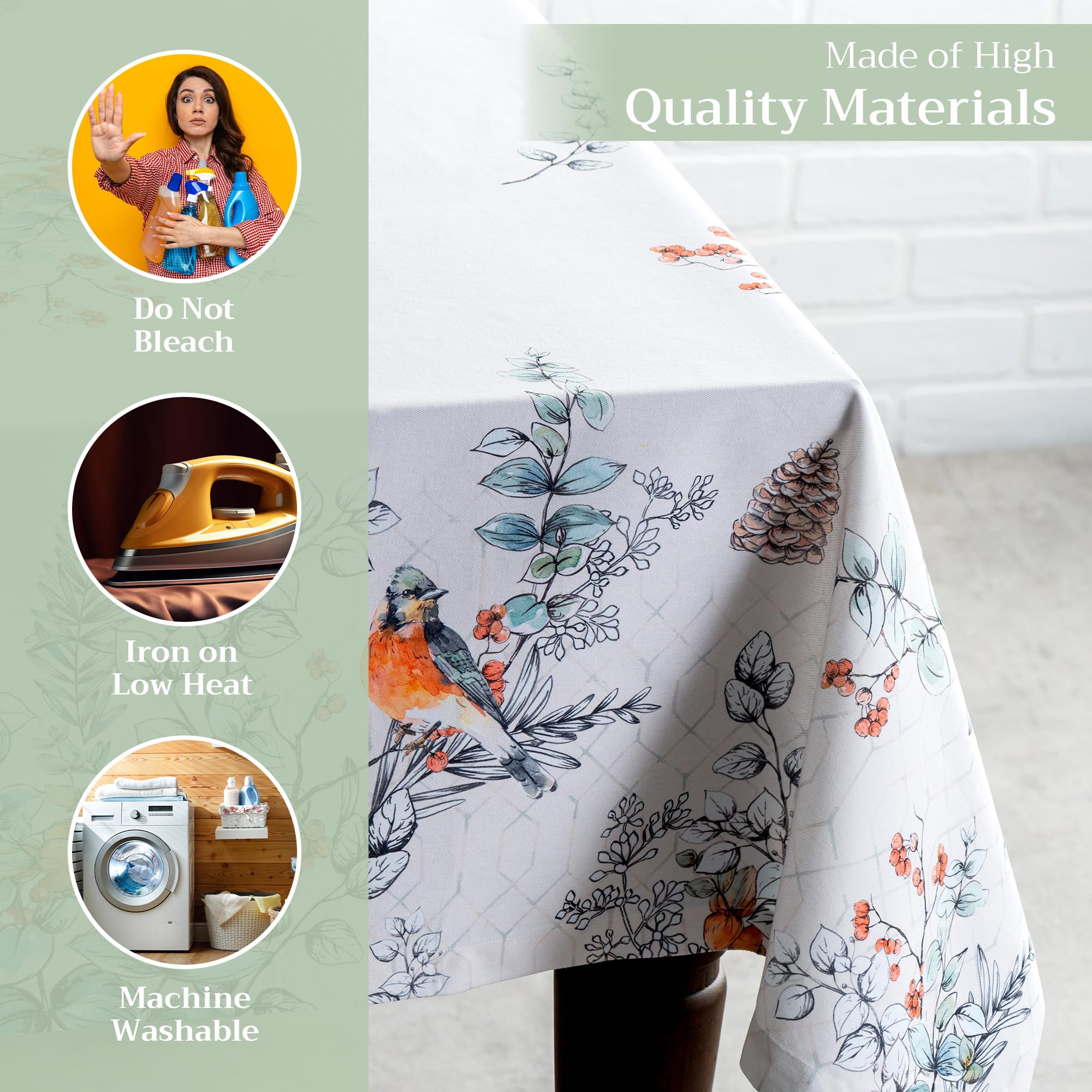 Maison D' Hermine Table Cover 100% Cotton 60''X90'' Decorative Tablecloth Washable Rectangle Tablecloths, Dining, Home, Wedding,