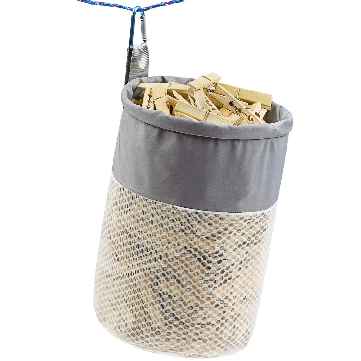 Mesh Clothespin Bag Holder Outside, Ventilation And Moisture Resistance, Multiple Hanging Methods Clothes Pin Bag With Drawstrin