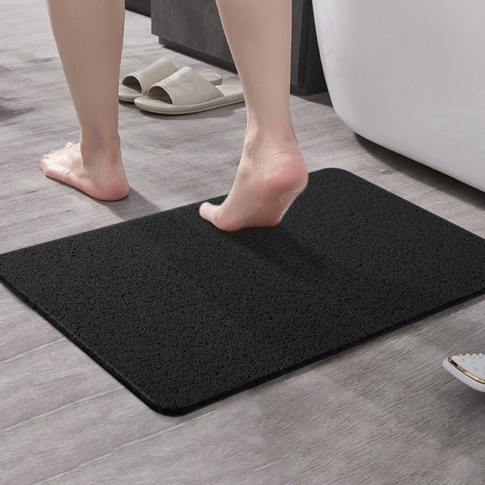 Asvin Soft Textured Bath  Shower  Tub Mat  35x16 Inch  Phthalate Free  Non Slip Comfort Bathtub Mats with Drain  PVC Loofah Bathroom Mats for Wet Areas  Quick Drying