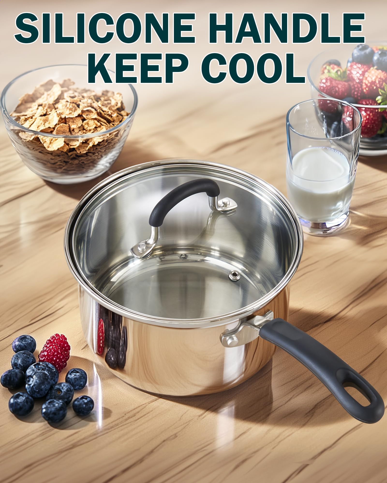 Cook N Home Professional Saucepan  2QT  Steel