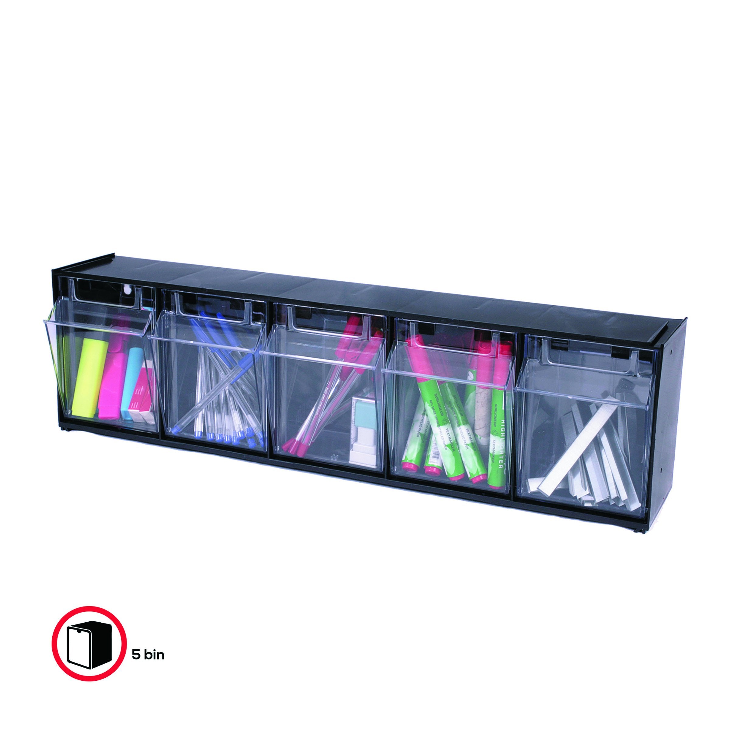 Def Wholesale Case Of 5 - Deflect-O Interlocking Tilt Bin Storage Systems-Interlocking Tilt Bin Sys.,5 Bins,23-5/8''X5-1/4 X6-1/