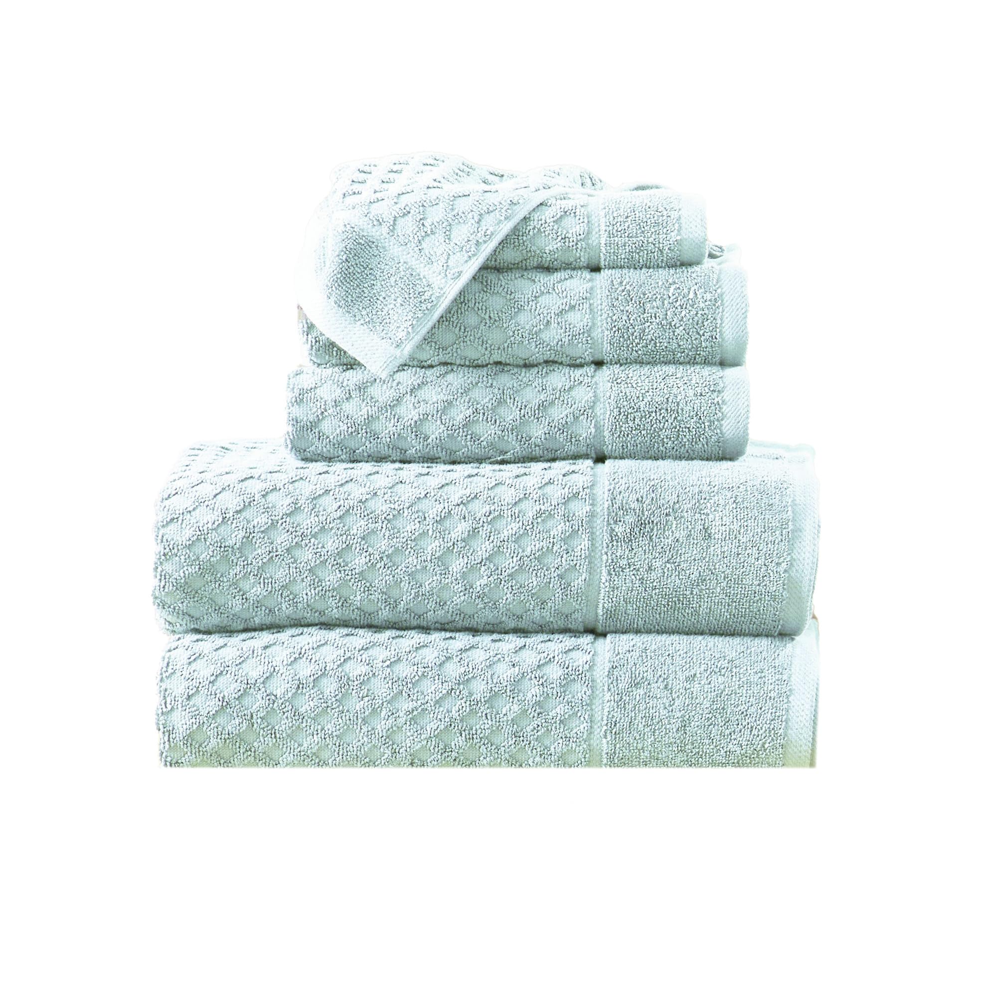 Great Bay Home Blue Bath Towels - 100% Cotton 6 Piece Towel Set - 2 Bath Towels, 2 Hand Towels, 2 Washcloths - Absorbent, Durabl
