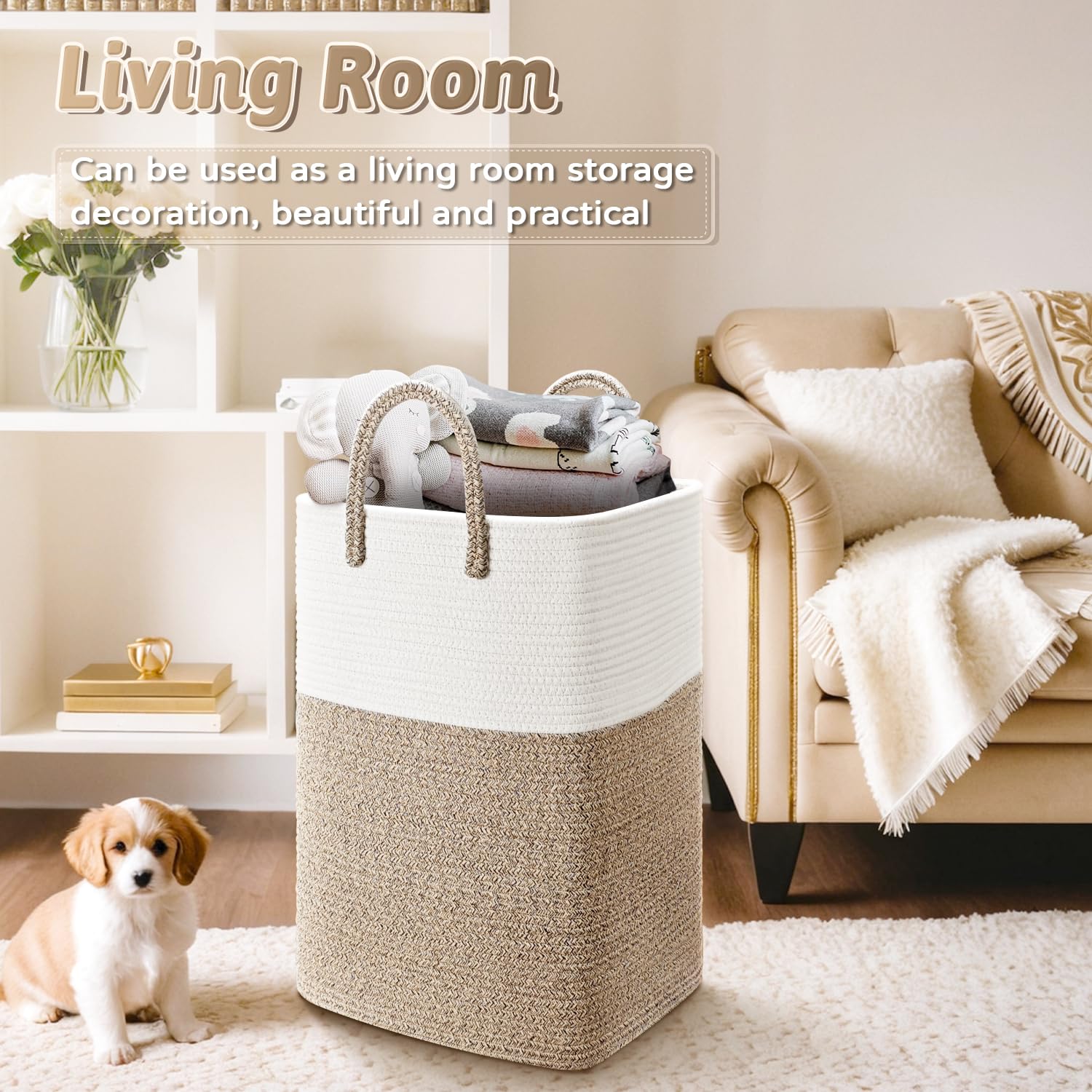 Artfeel Laundry Basket,Woven Cotton Rope Laundry Hamper,40L Versatile Storage For Dirty Clothes,Baby Toys,And Blankets In Bathro