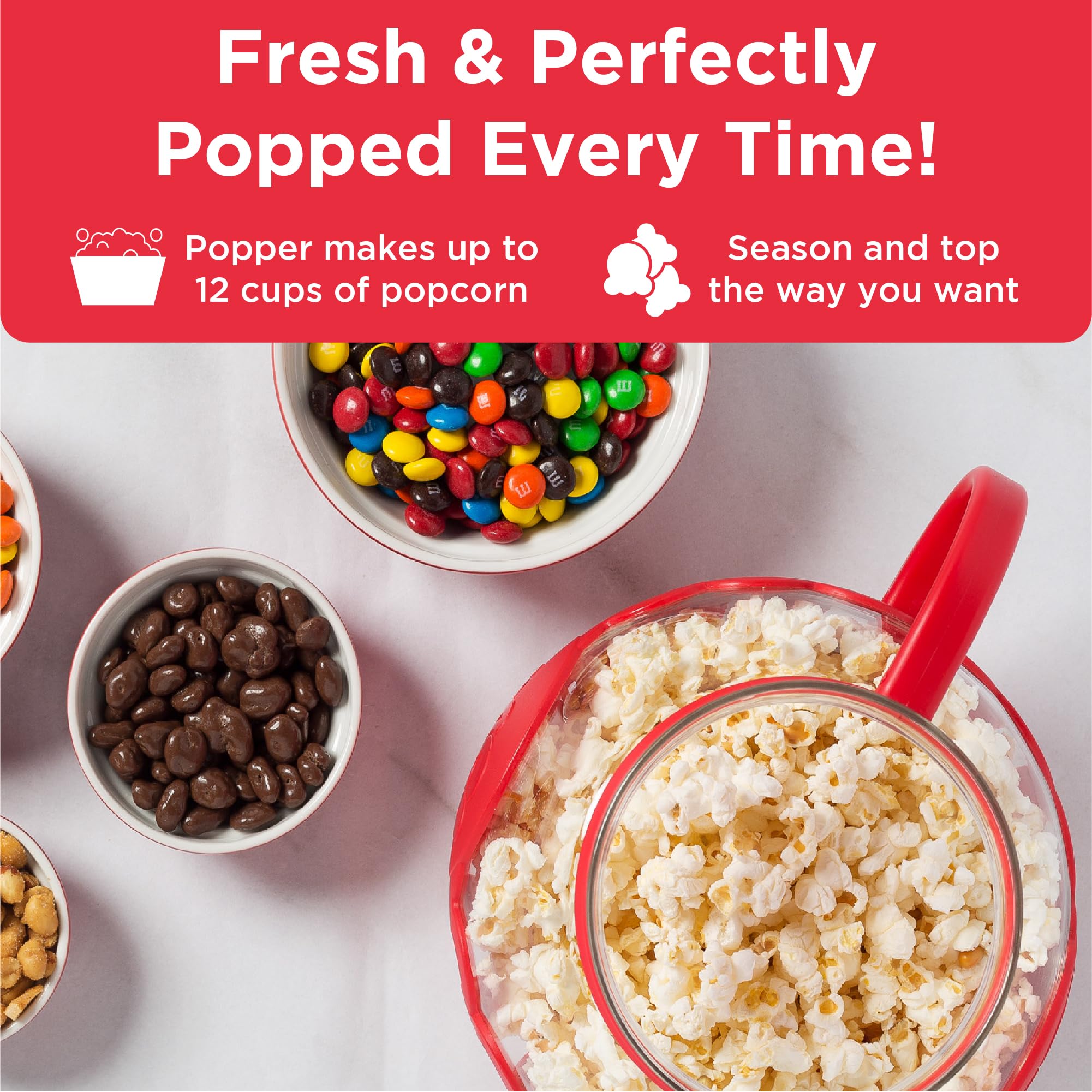 Ecolution Patented Micro-Pop Microwave Popcorn Popper With Temperature Safe Glass, 3-In-1 Lid Measures Kernels And Melts Butter,