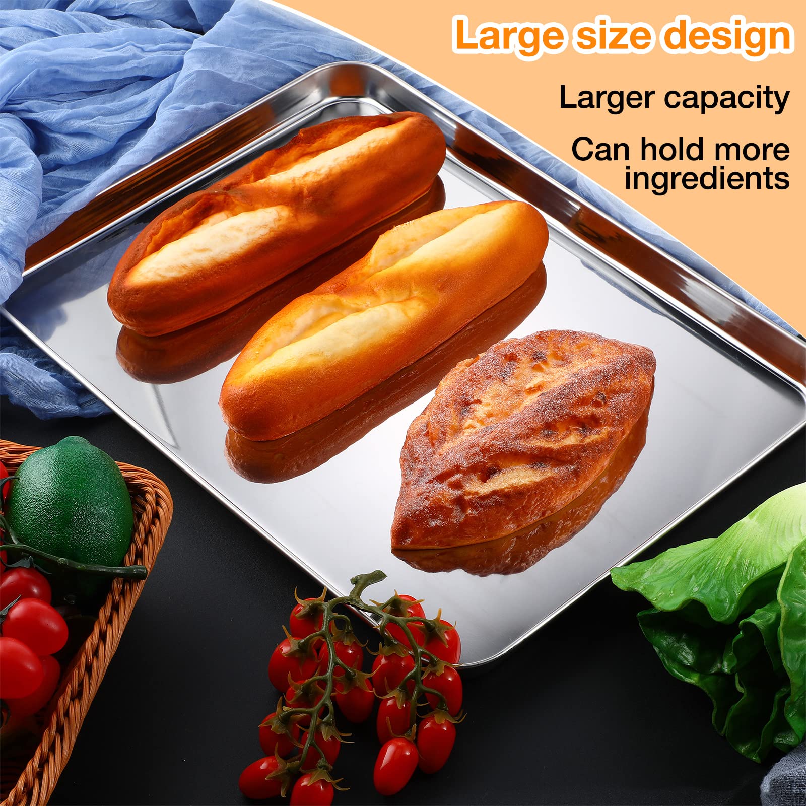 Mimorou 6 Pcs Baking Sheet Set Stainless Steel Cookie Sheet Cookie Baking Pan Bakeware Oven Tray Dishwasher Safe Baking Tray Com