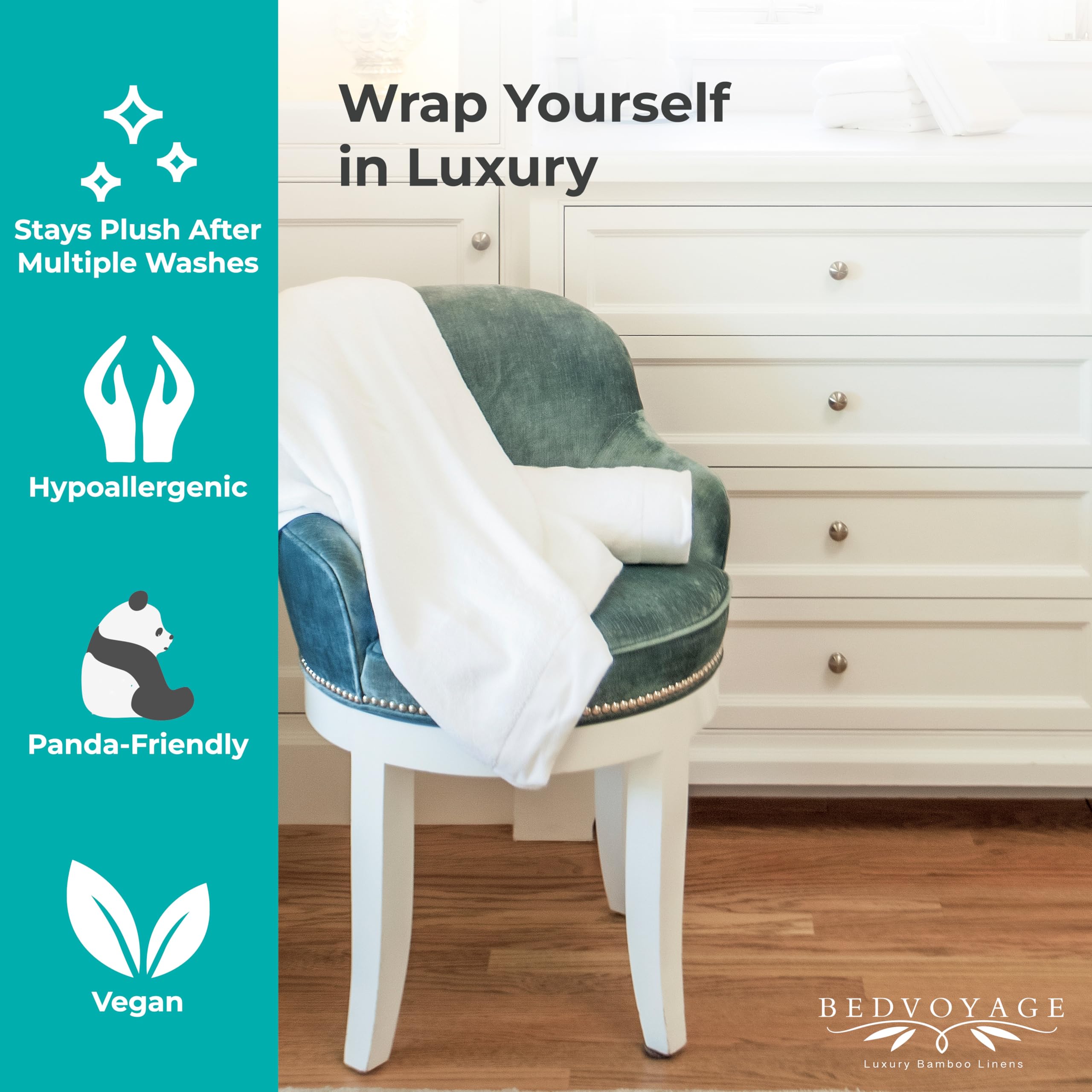 Bedvoyage Luxury Bath Towels, 600 Gsm, Ultra Soft Viscose Derived From Bamboo, Super Absorbent, Extra Large 30X54, Bath Size Tow