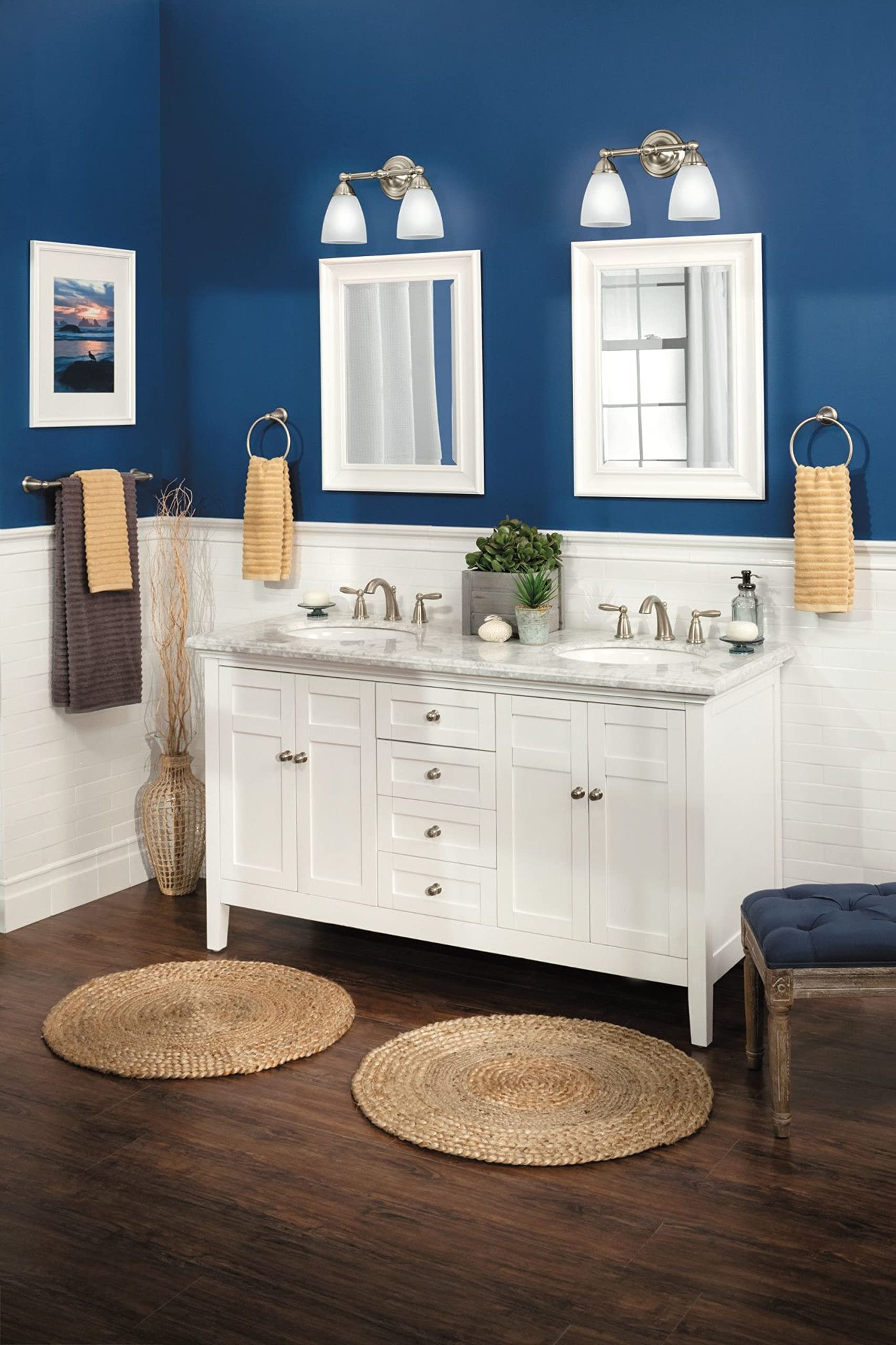 Moen Brantford Brushed Nickel 24-Inch Single Bathroom Towel Bar, Traditional Wall Mounted Towel Hanger, Yb2224Bn