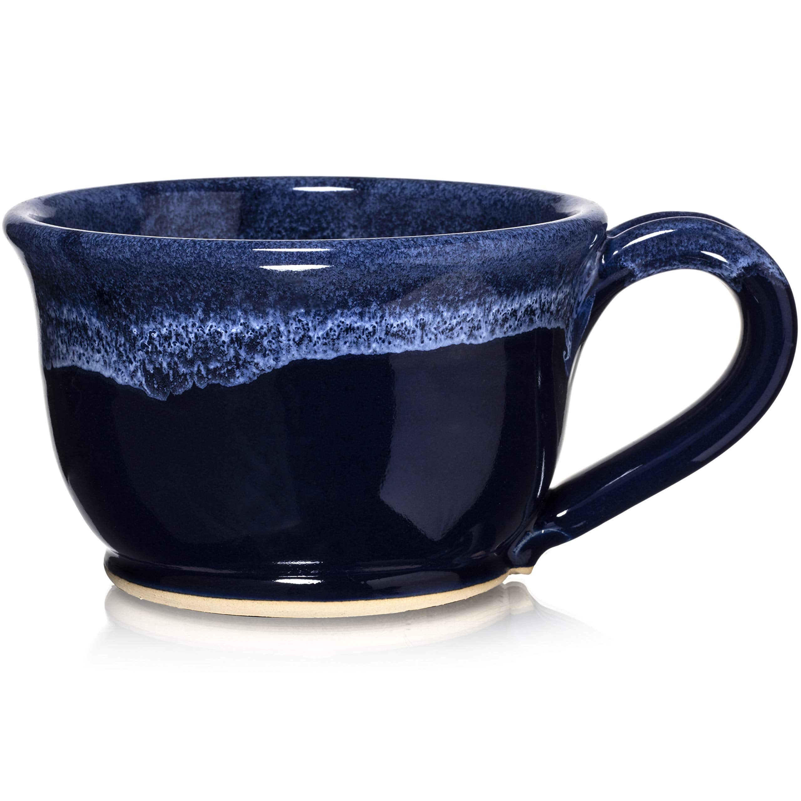 Uncommon Clay 18oz Mug for Coffee, Latte, Cappuccino, Soup, Cereal, Ice Cream Handmade in the USA (Blue/White)