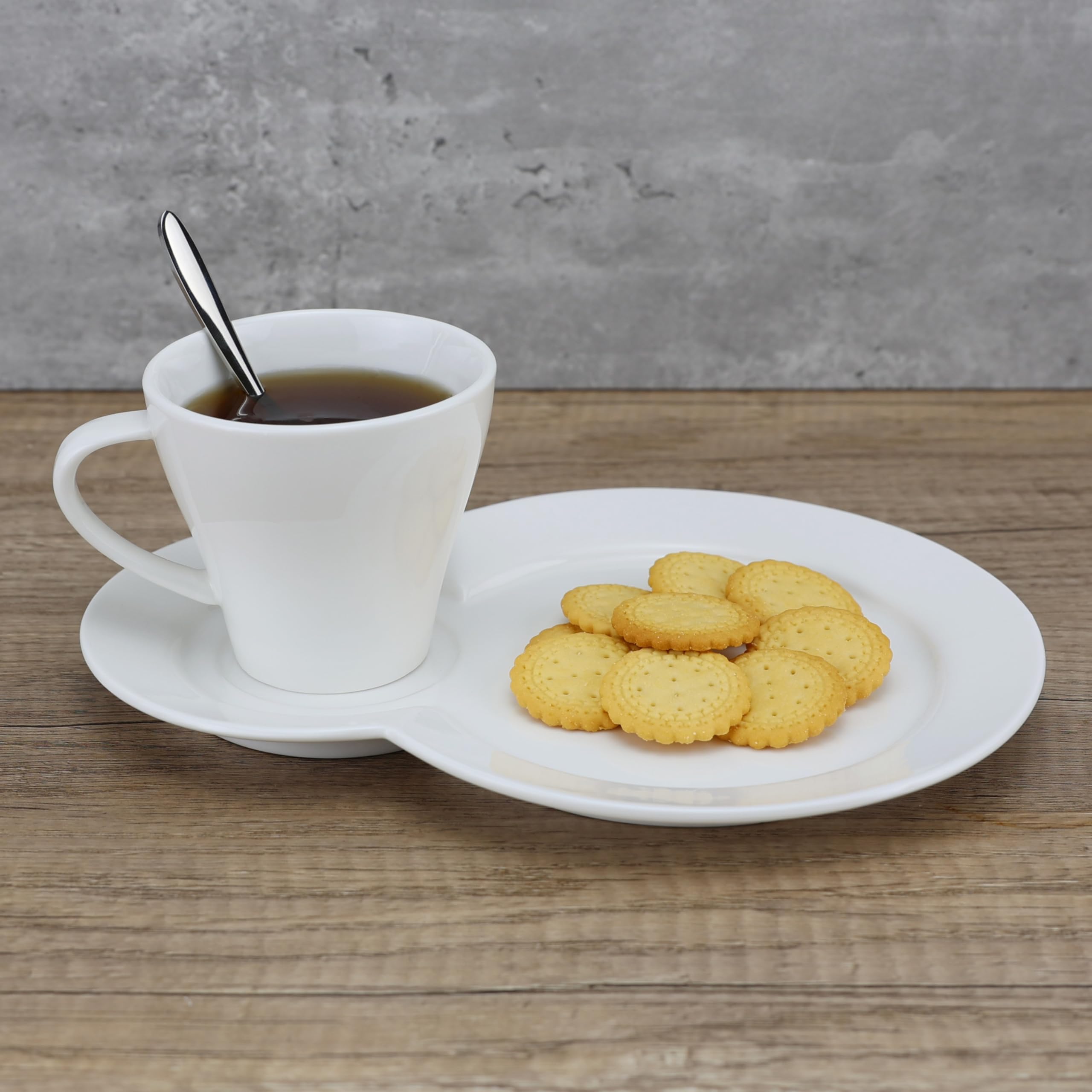 EIKS Ceramic Coffee Mug with Saucer Plate and Spoon, Mug Capacity 230ml