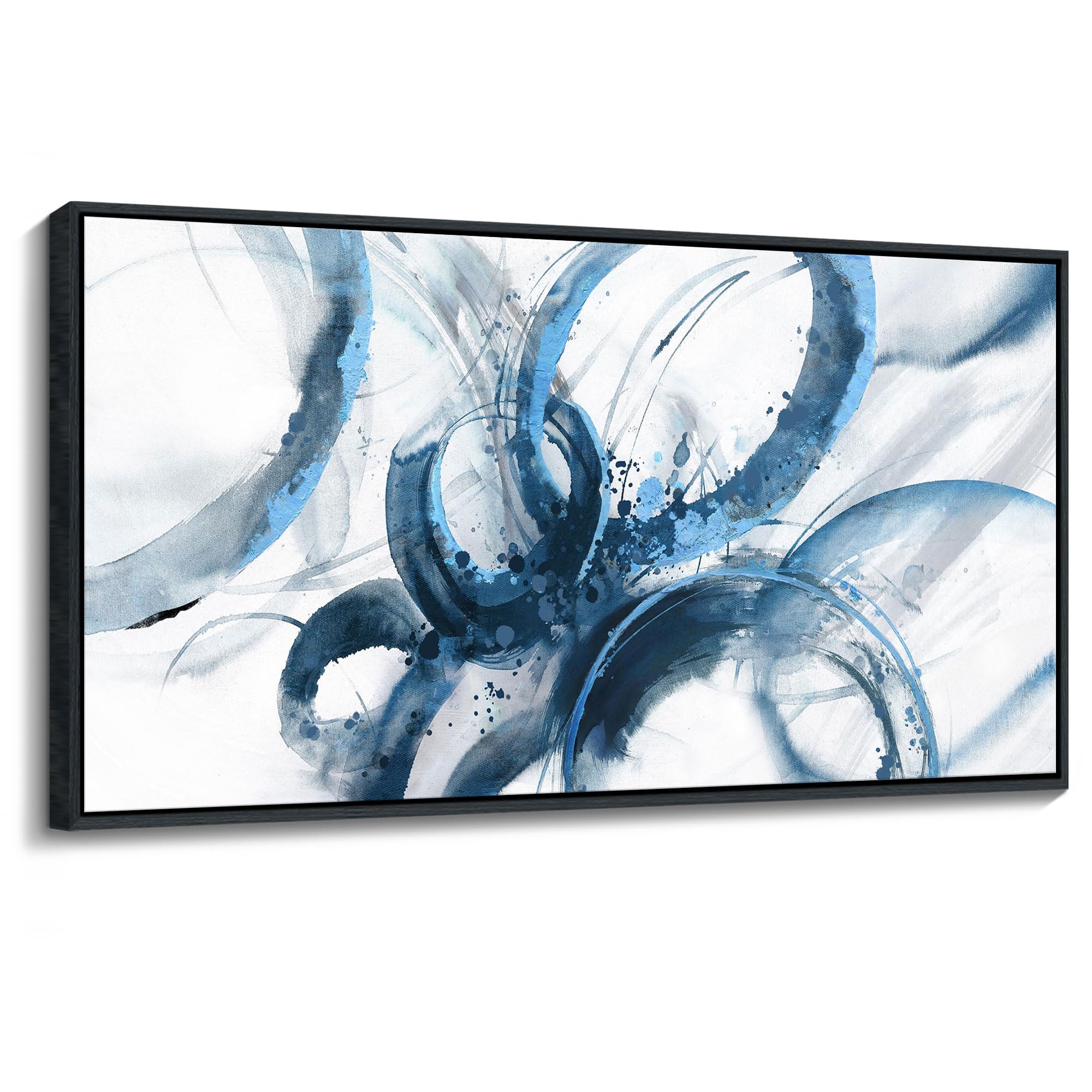 Ajaziko Blue Wall Art Abstract Wall Decor Pictures For Living Room Wall Decoration Print Pictures Canvas Framed Artwork Painting