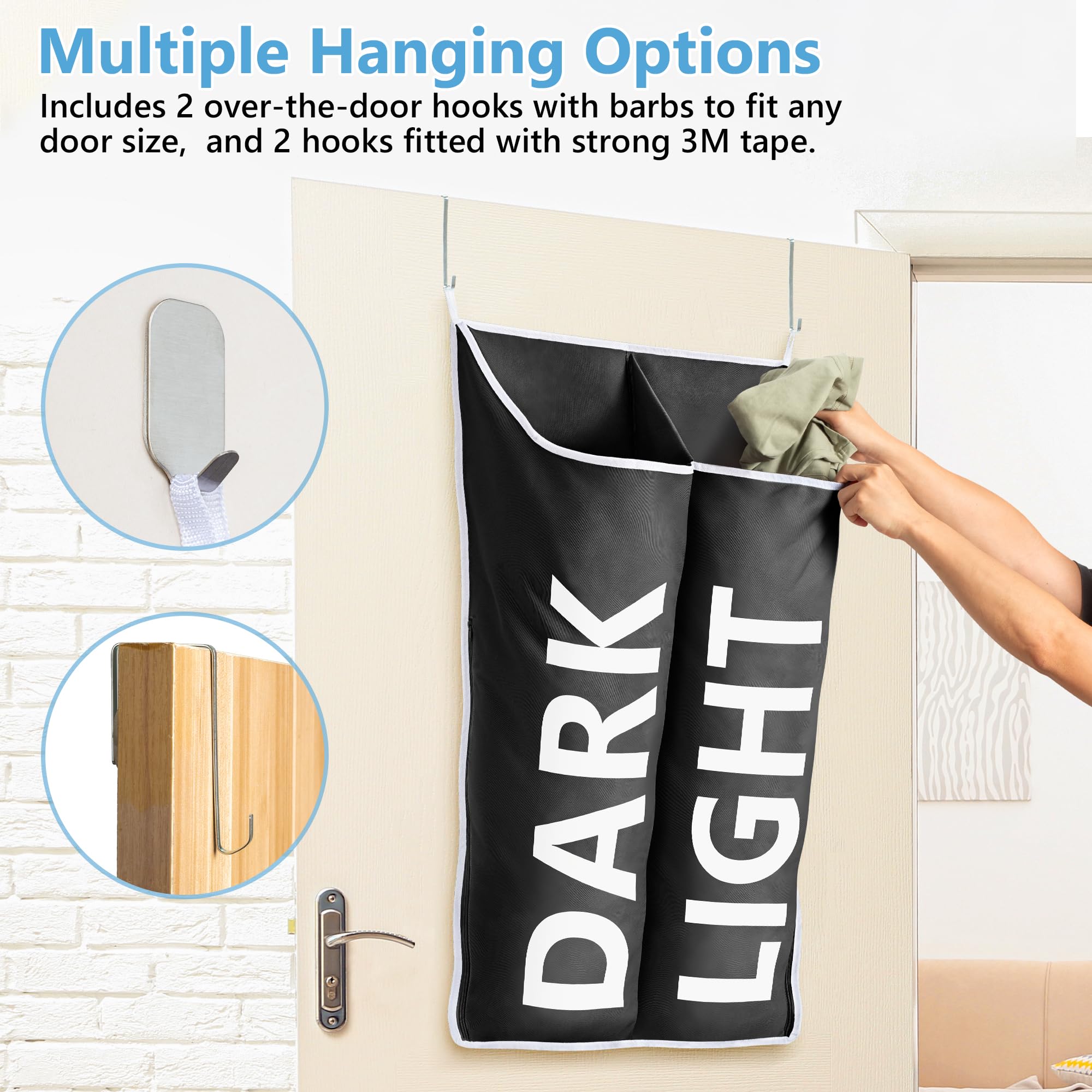 Donaq Hanging Laundry Hamper Bag Xl 40X22'', Space Saving Over The Door Storage Bags, Behind The Door Hampers For Dirty Clothes