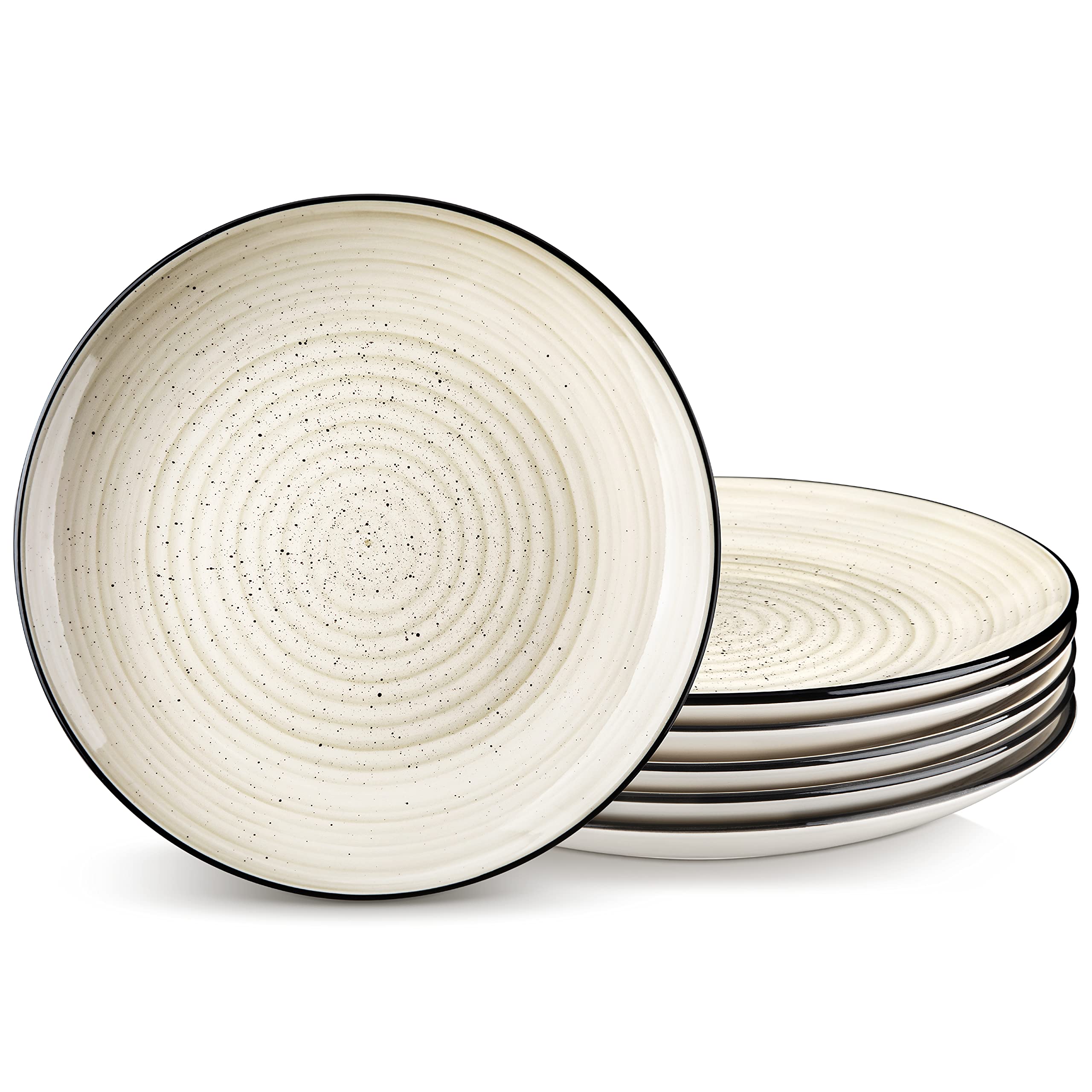 vancasso Bonbon Dinner Plates Set of 6, 10.5 Inch Dish Set, Beige Ceramic Plates, Microwave & Dishwasher Safe