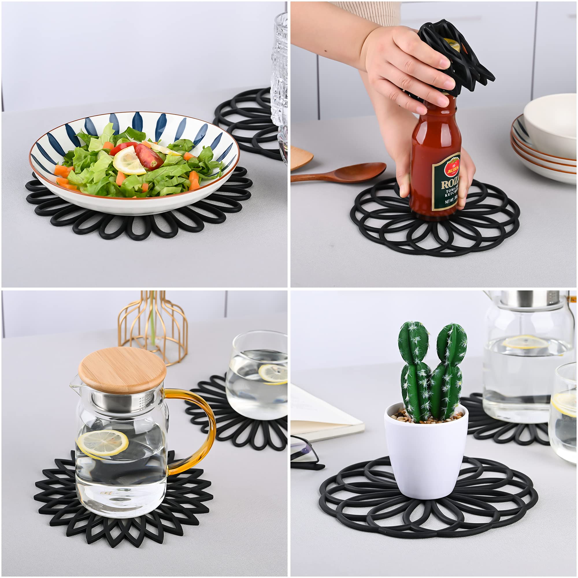 Smithcraft Silicone Trivets for Hot Dishes  Trivet Mat Hot Pads for Kitchen  Trivets for Hot Pots and Pans  Silicone Heat Resistant Mats for Countertop  Trivets Table & Quartz Countertops Color Grey