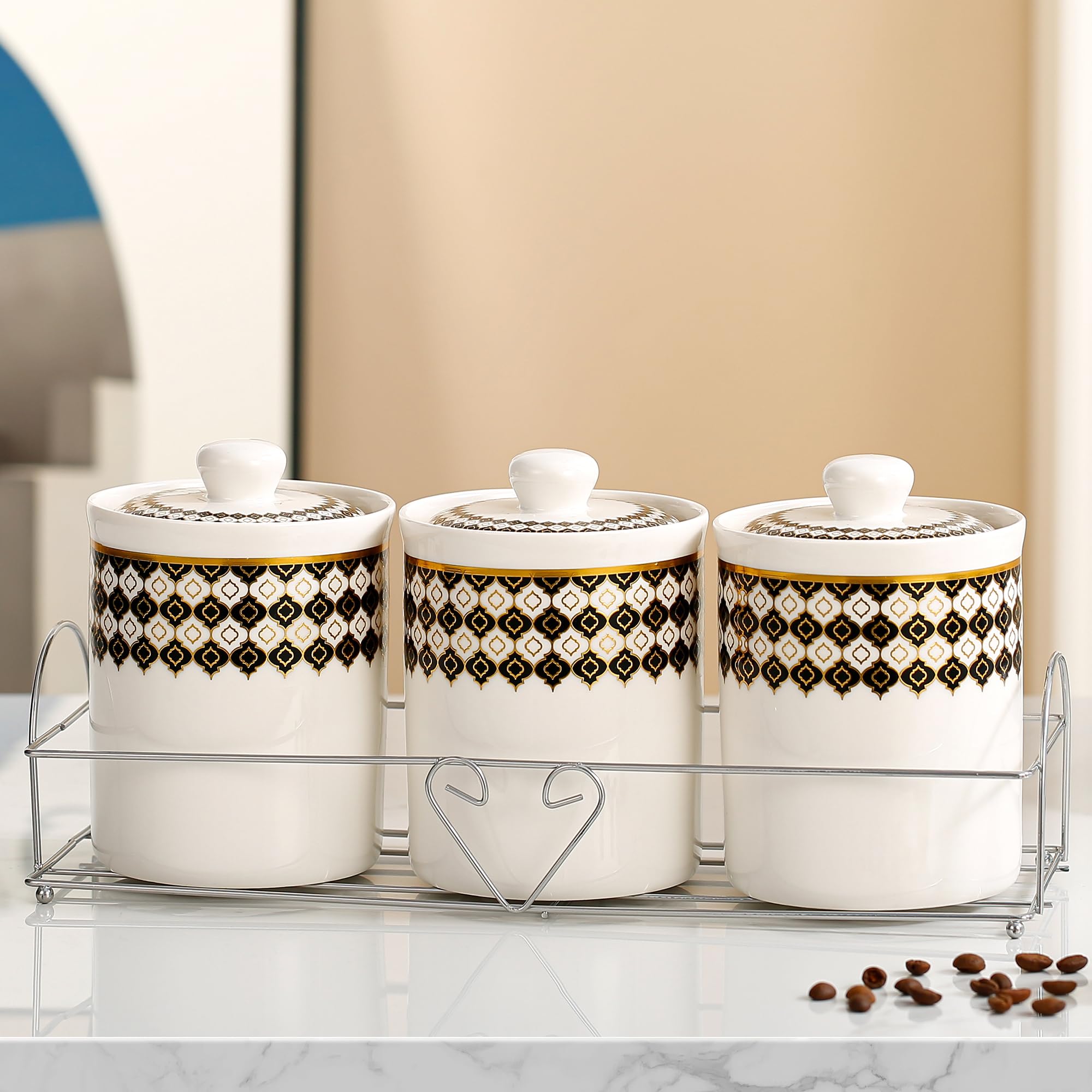 The Better Home Ceramic Jars For Kitchen |700Ml Each | Airtight Kitchen Containers Set | Kitchen Accessories Items | Set Of 3