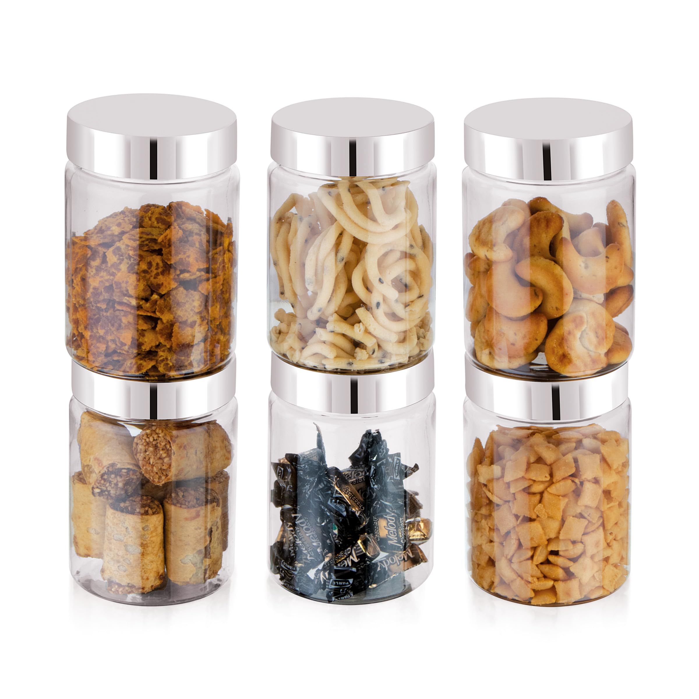 Homeor Plastic Storage Jar & Containers, Steel Cap Jar Set, Air Tight & Bpa Free Containers For Kitchen Storage Set, Grocery Kit