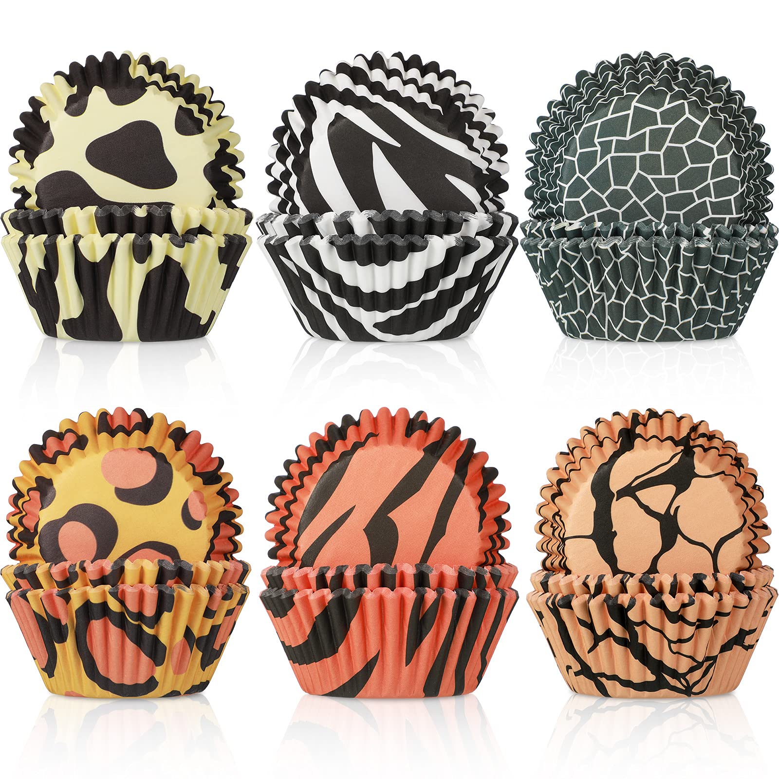 600 Pieces Animal Print Cupcake Liners Leopard Baking Cup Wrappers Zebra Giraffe Muffin Standard Sized Muffin Cupcake Decoration