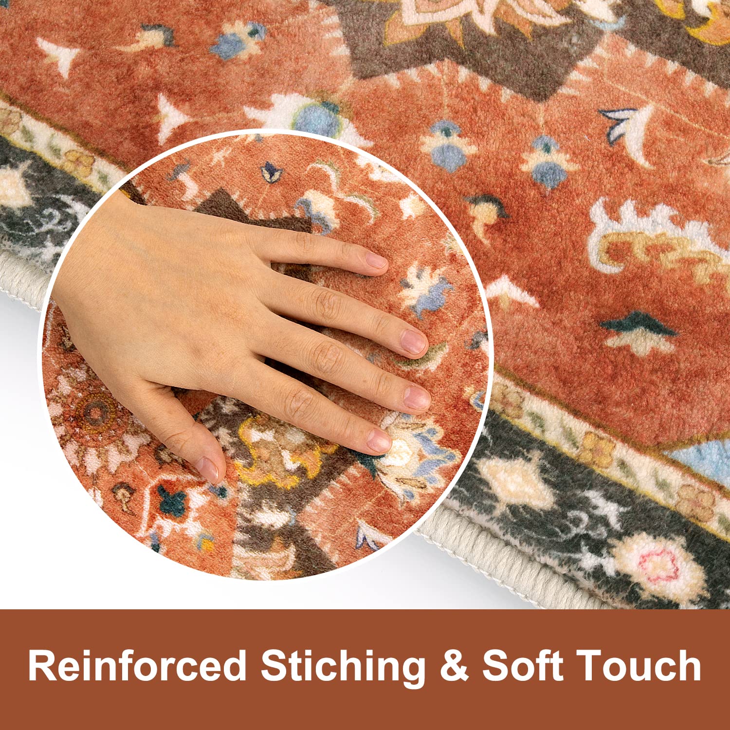 Seavish Vintage Bathroom Rugs Non Slip Oriental Rug 18''X26'' Retro Distressed Washable Boho Bath Mat Rug Rustic Aesthetic Triba