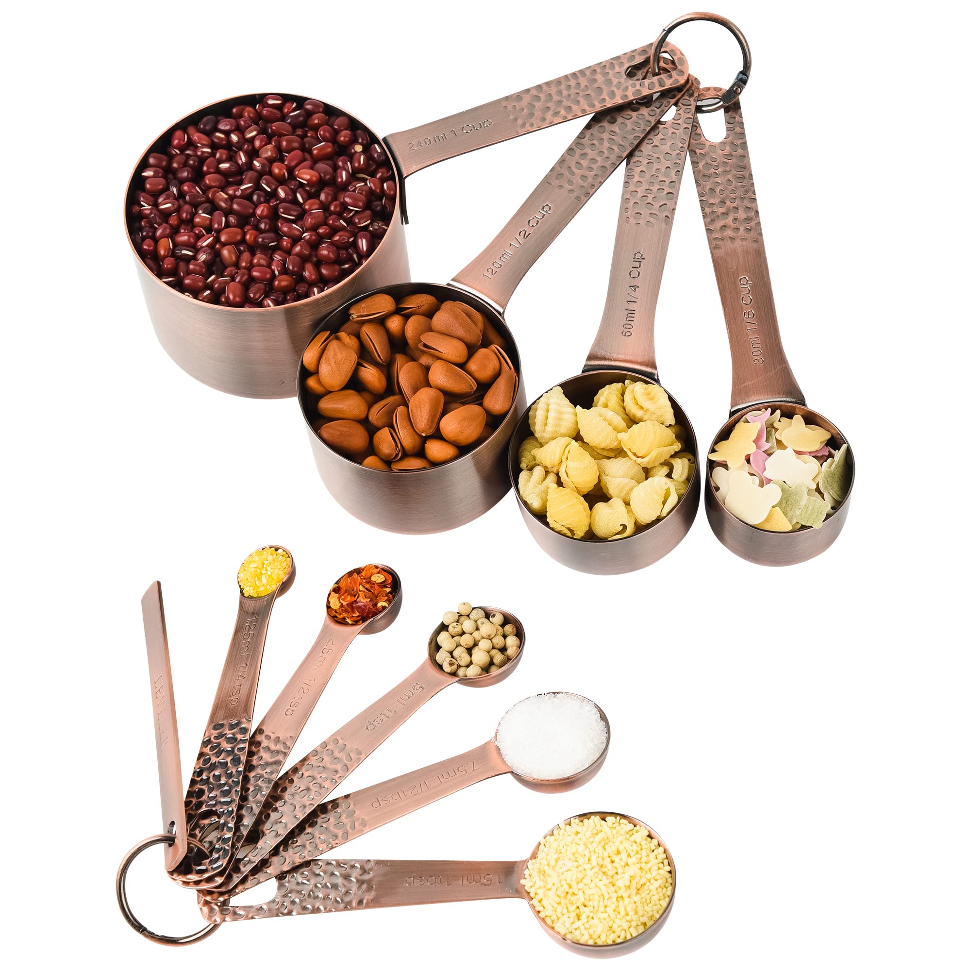 Smithcraft 10-Piece Measuring Cups and Spoons Set, Copper Stainless Steel, Nesting Design for Baking and Cooking