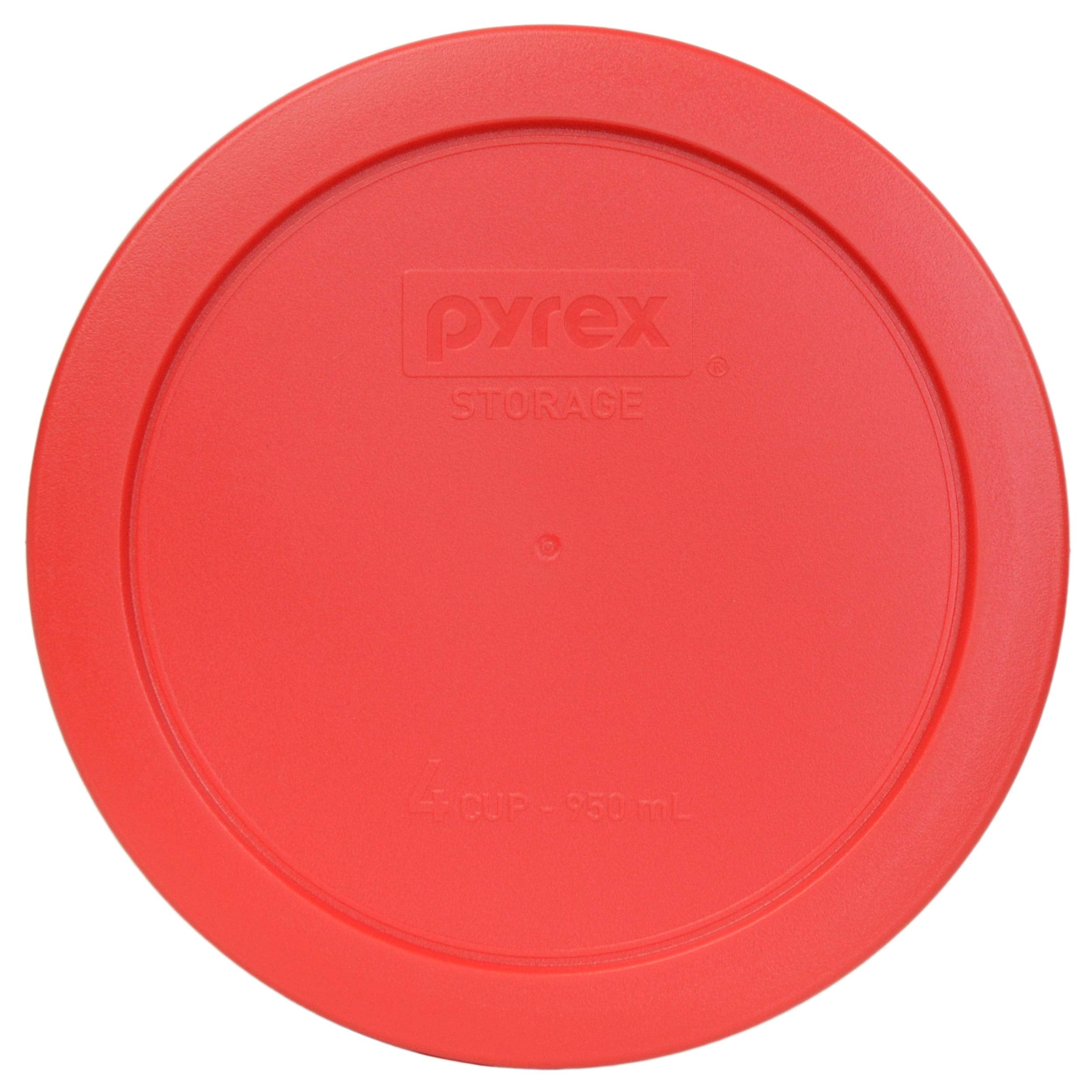 Pyrex 7201-Pc Red Round 4 Cup Plastic Food Storage Lid, Made In Usa - 2 Pack