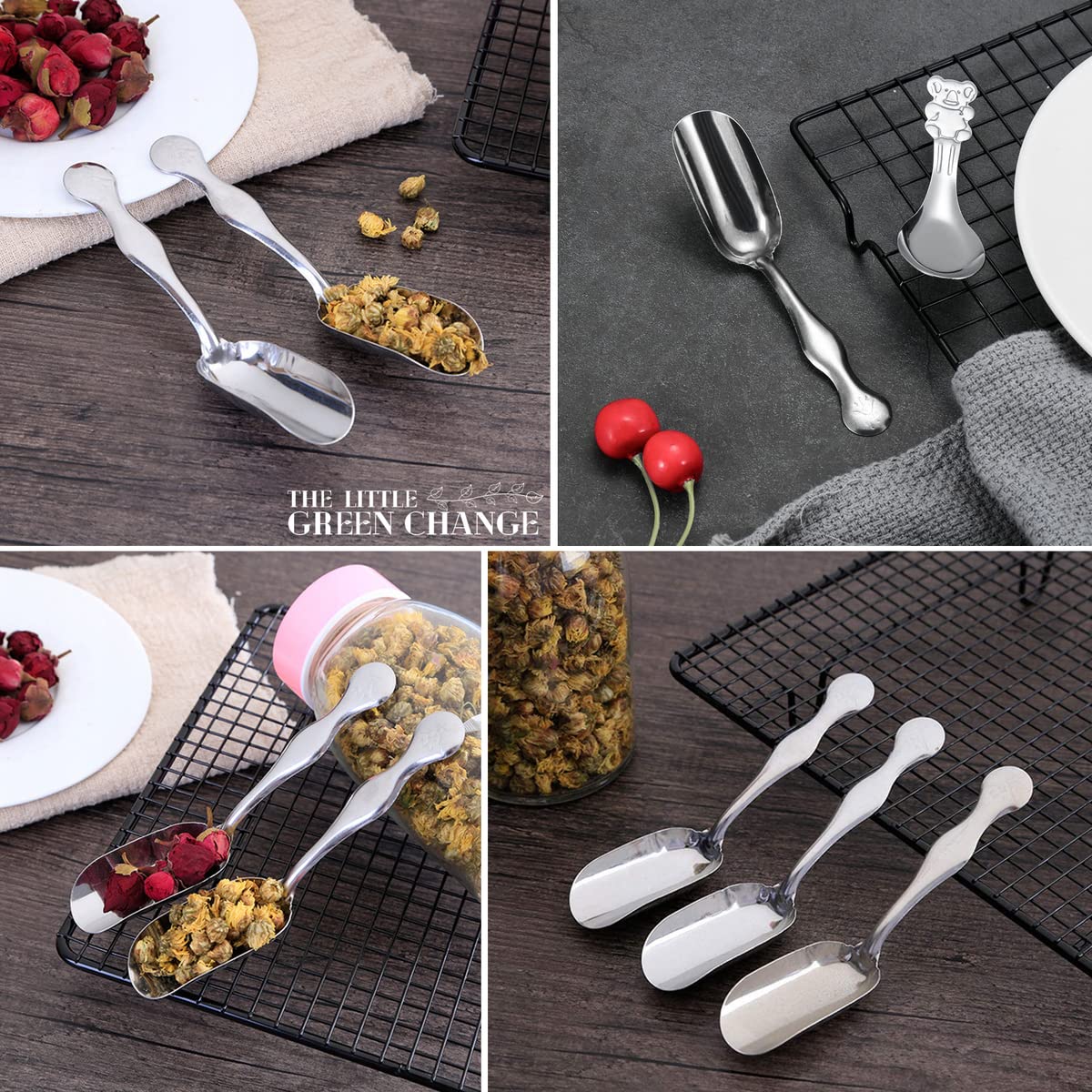 20Pcs Mini Scoops For Dry Goods - Stainless Steel Canister Kitchen Scoop For Tea, Coffee, Ice Scooper For Ice Maker - Stainless