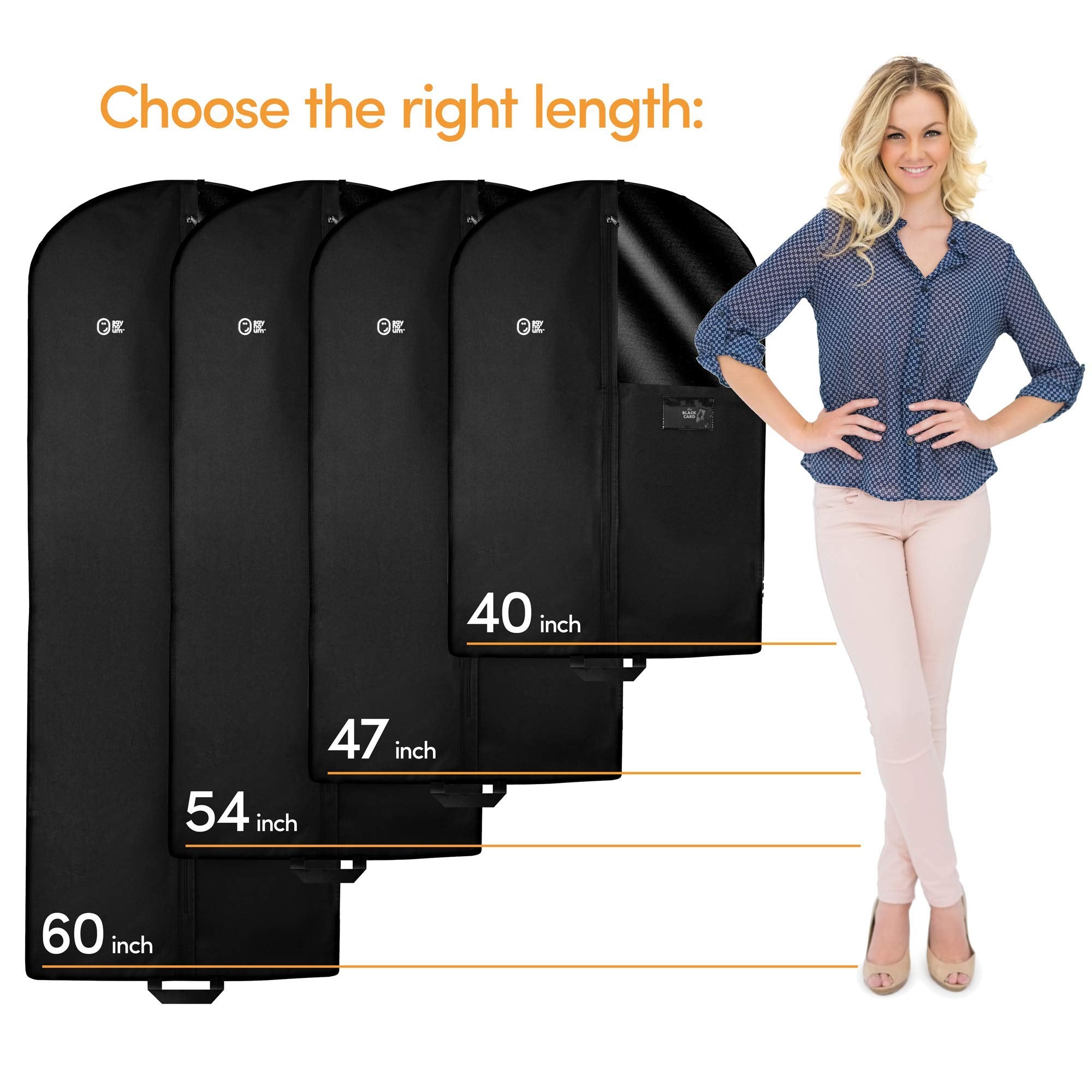 Luxury Storage Garment Bag For Men Suit, Long Women Dress, Tuxedo, Uniform | 47 Inch + 5 Inch Side Gusset | Hanging, Breathable,