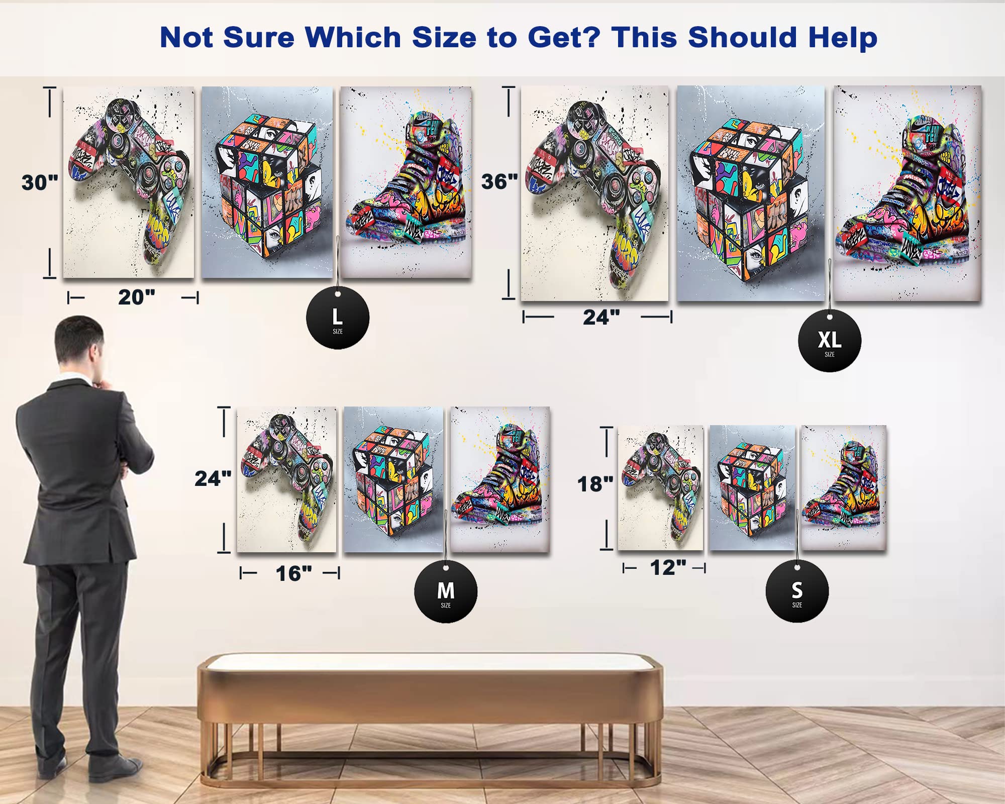 Multi Panel Graffiti Canvas Wall Art - 3 Piece Graffiti Pop Street Art Canvas Prints For Wall Decor, Cool Graffiti Framed Artwor