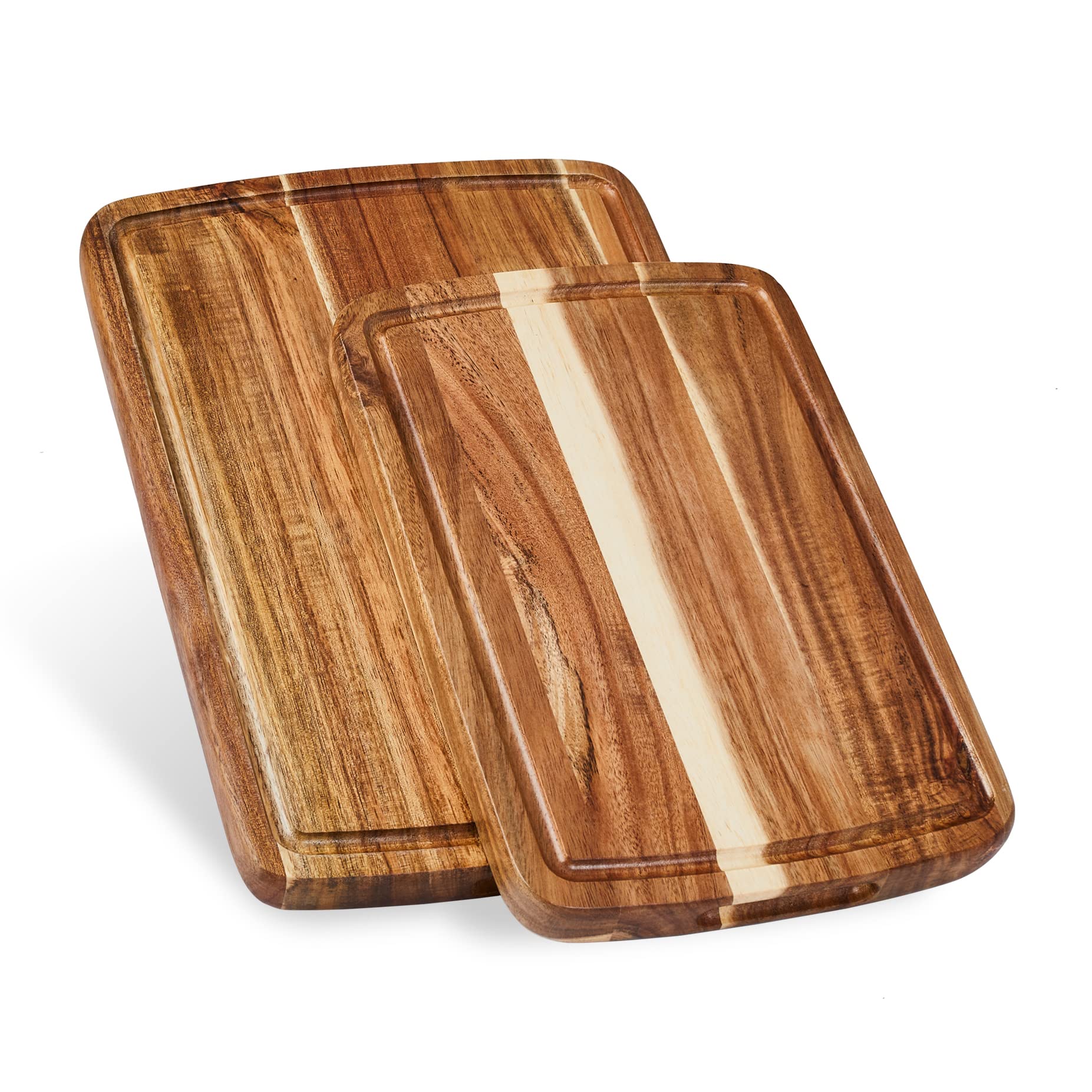 Set of 2 Sonder Los Angeles Acacia Wood Cutting Boards with Juice Groove, Gift Box Included - Small & Medium Sizes: 14x10x1in & 