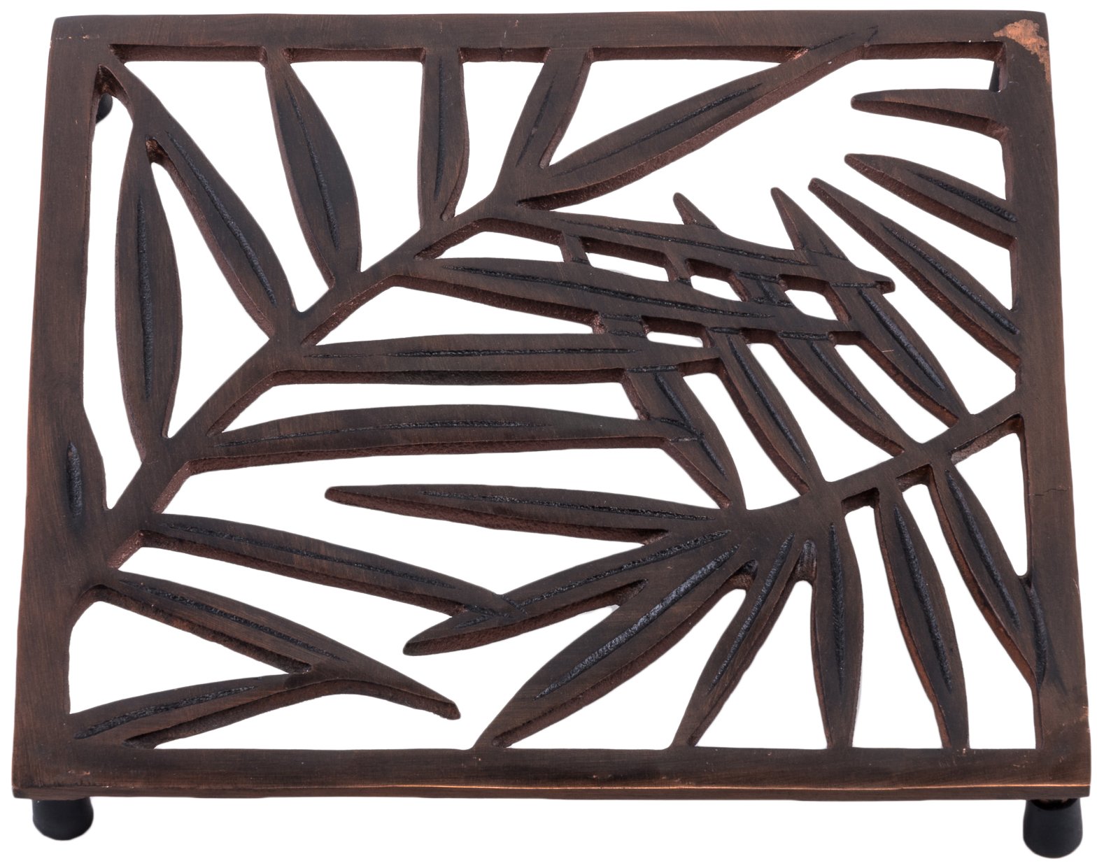 Old Dutch Square Leaf Aluminum Trivet, 8.125X8.25X0.75, Antique Bronze