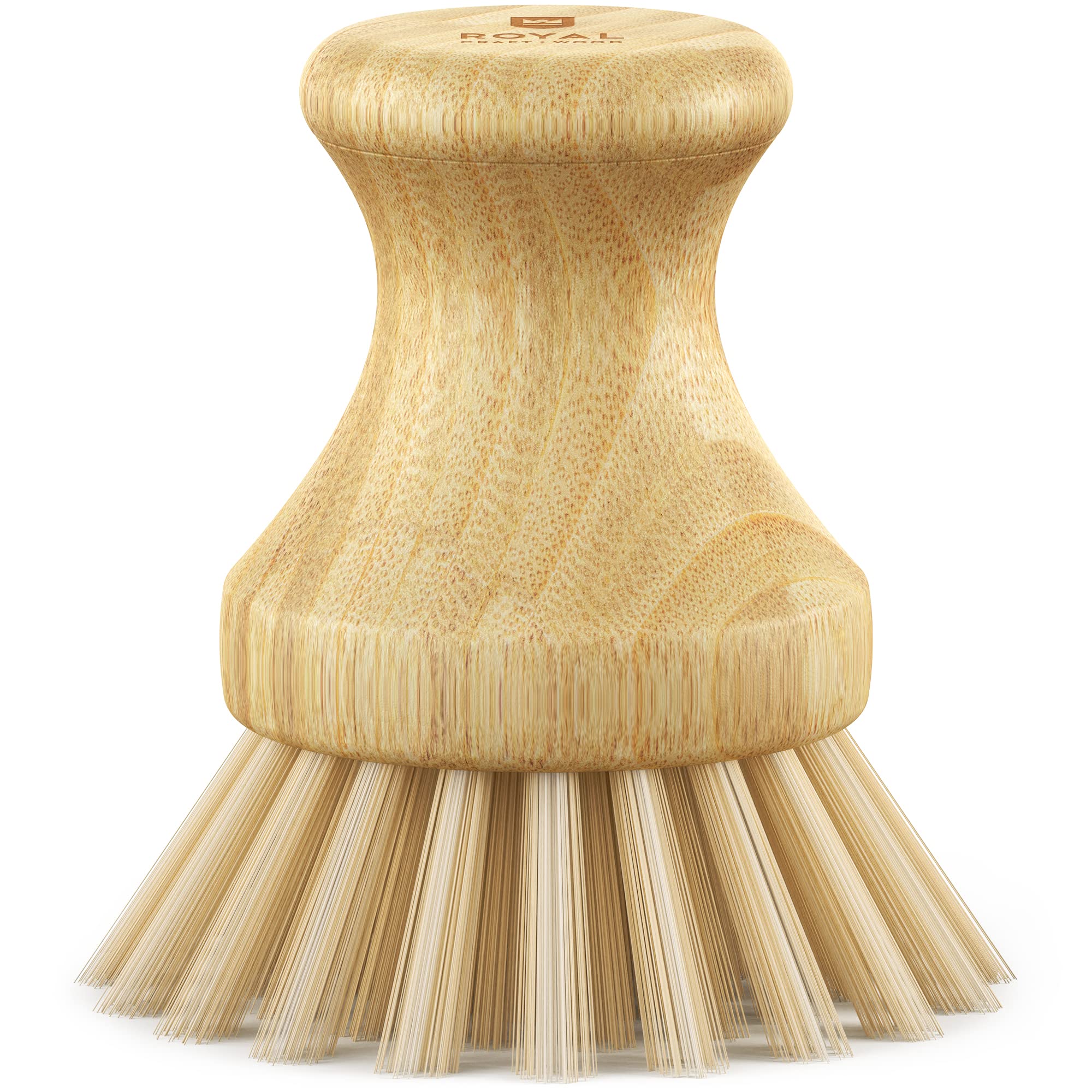 Royal Craft Wood Bamboo Dish Scrub Brush W/Handle - Wooden Washing Dish Brush Scrubber For Kitchen - Filrm Bristles Brush With H